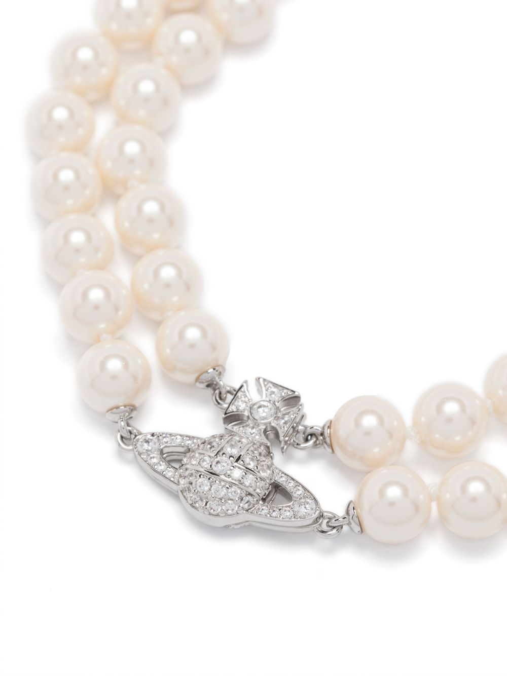 Double-Strand Pearl Necklace With Crystal Embellishments