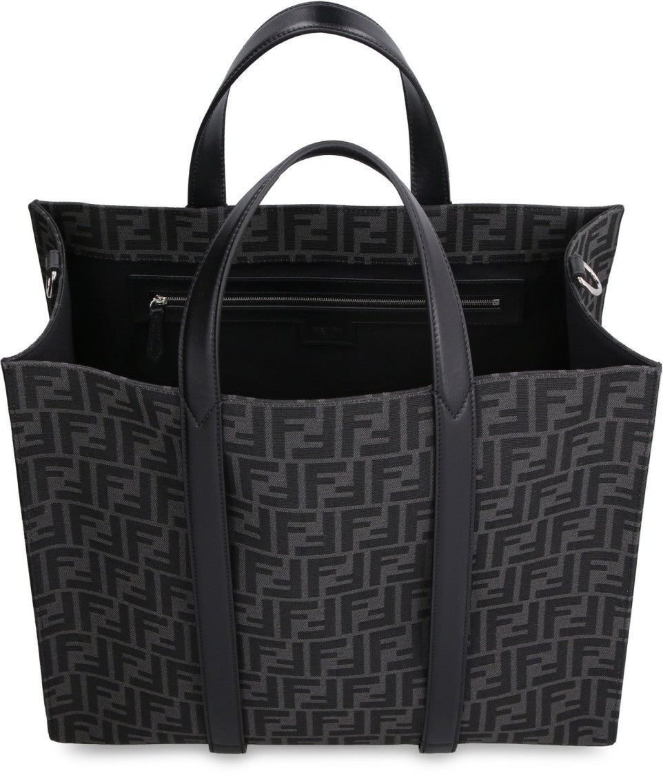 Structured Monogram Pattern Tote Bag