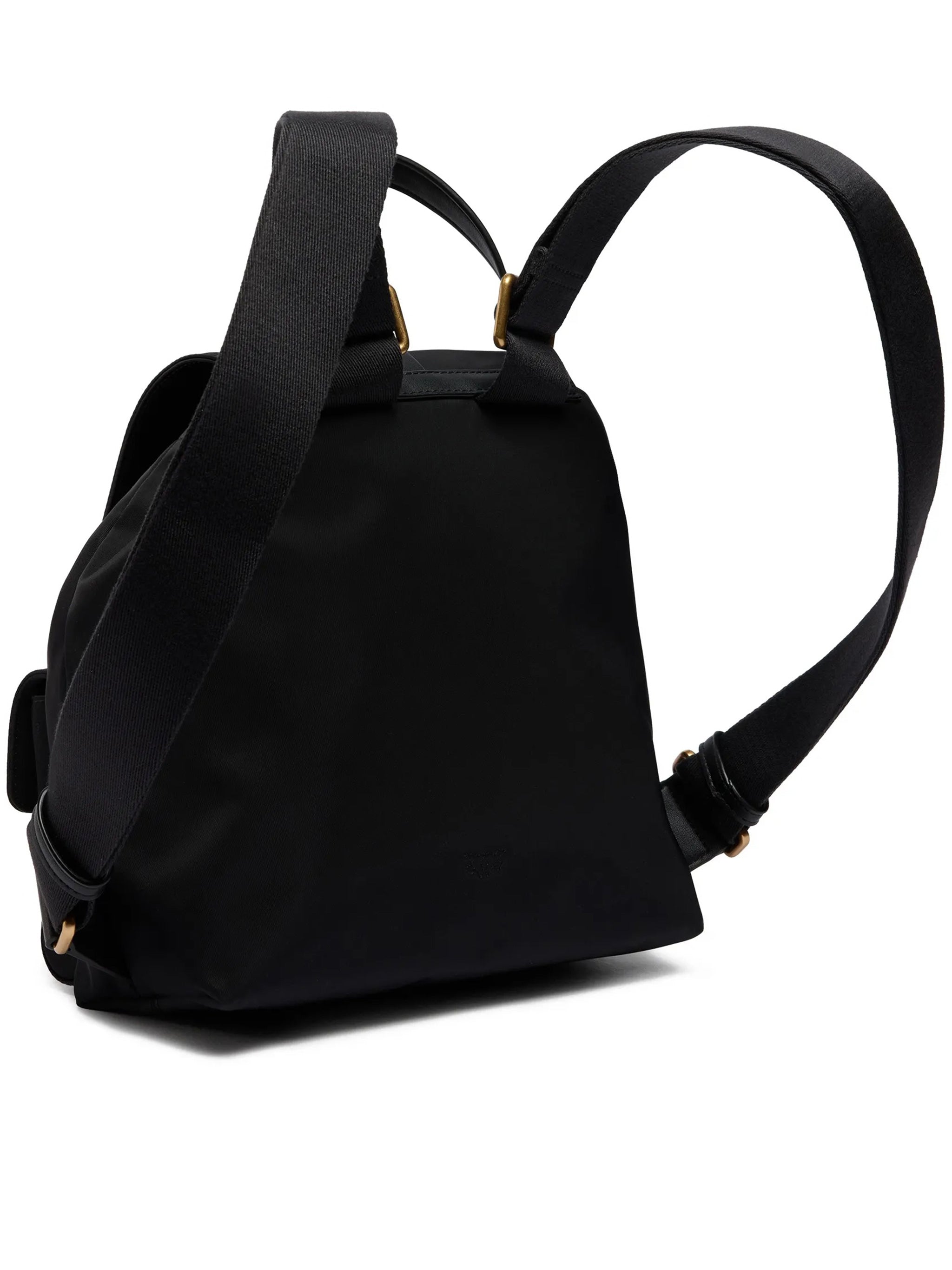 Black Backpack Decorative Flap Gold-Accent Backpack