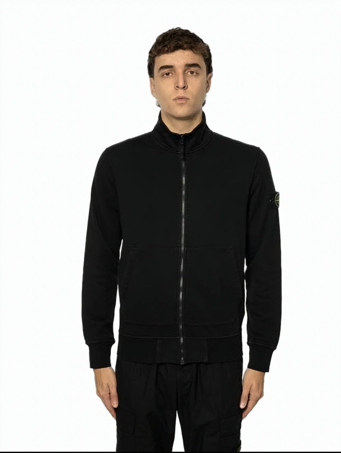 Zip-Up Sweatshirt with High Collar