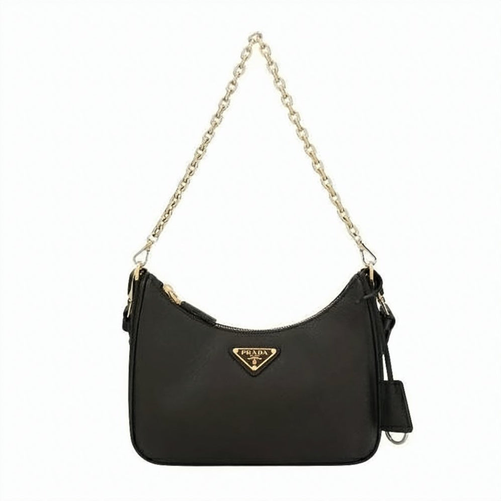 Curved Top Shoulder Bag in Smooth Calf Leather