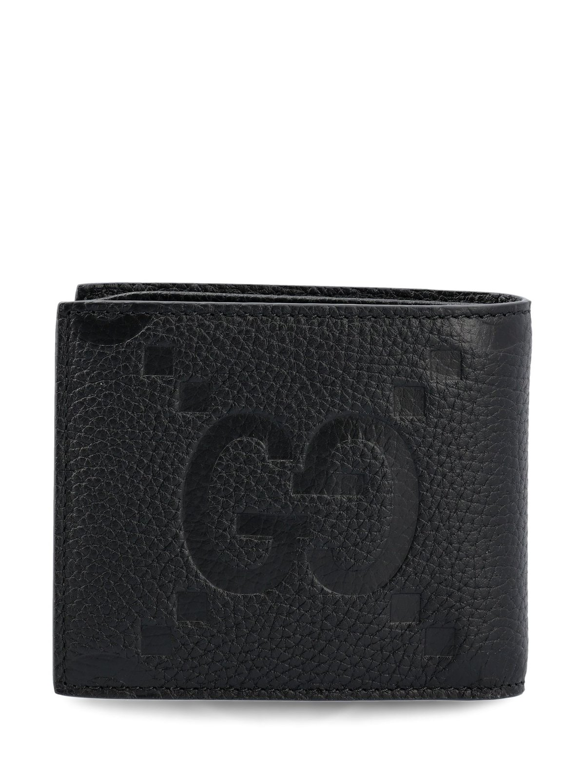 Textured Leather Wallet with Embossed Interlocking Pattern