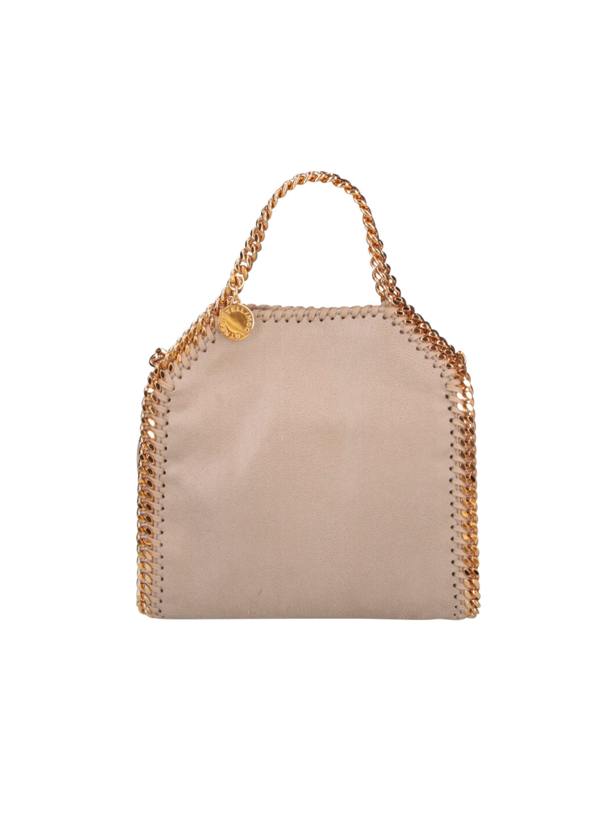 Beige Structured Gold-tone Chain Trim Handbag