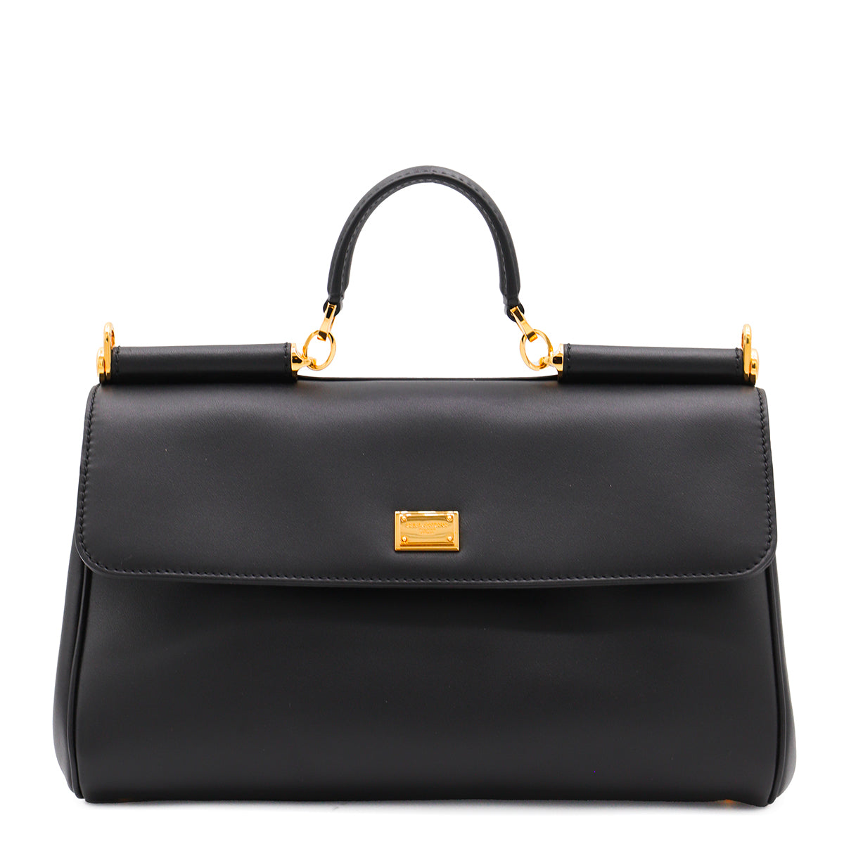 Black Leather My Sicily East West Top Handle Bag