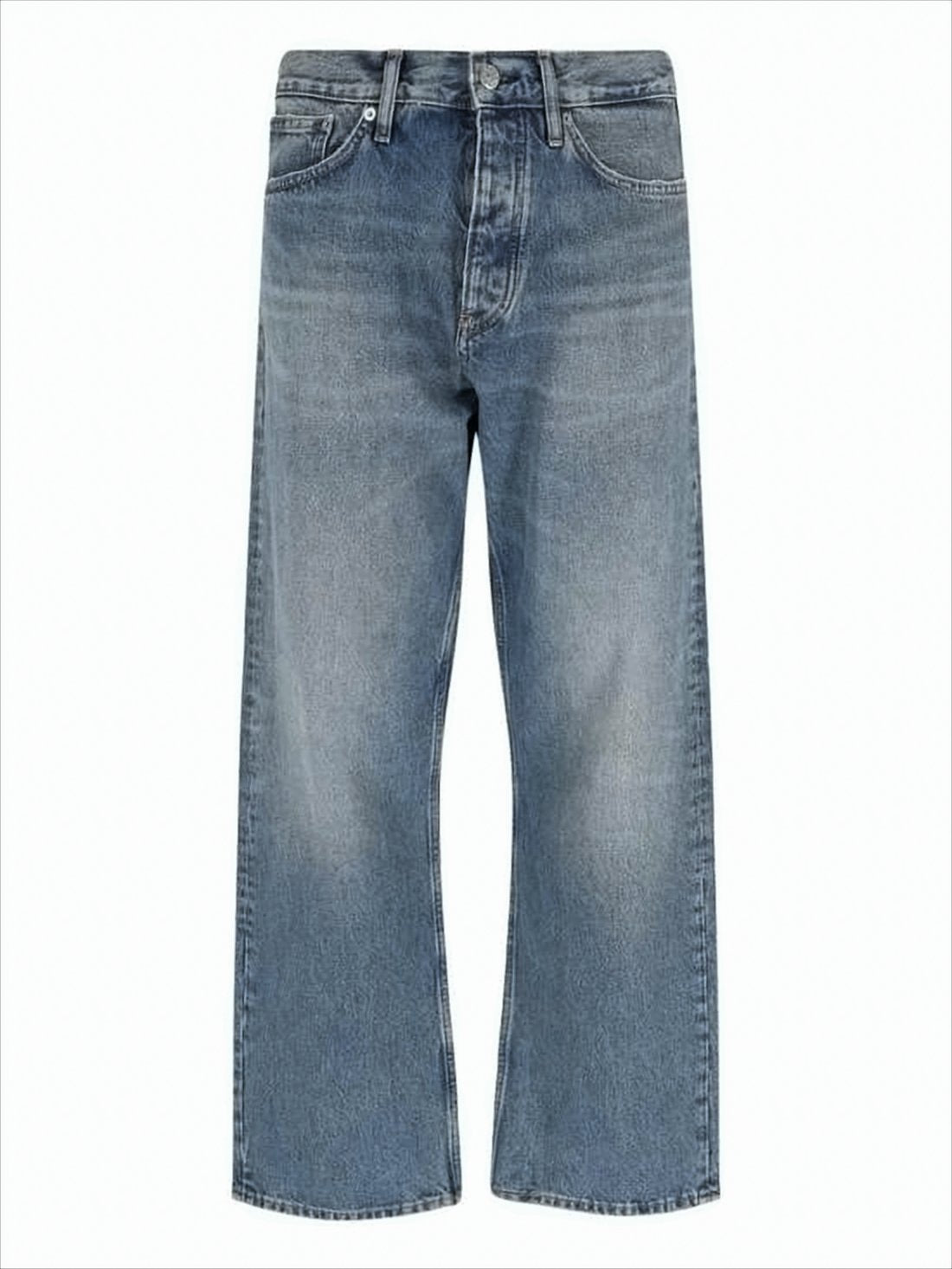 Relaxed Wide-Leg Denim Pants with Faded Wash