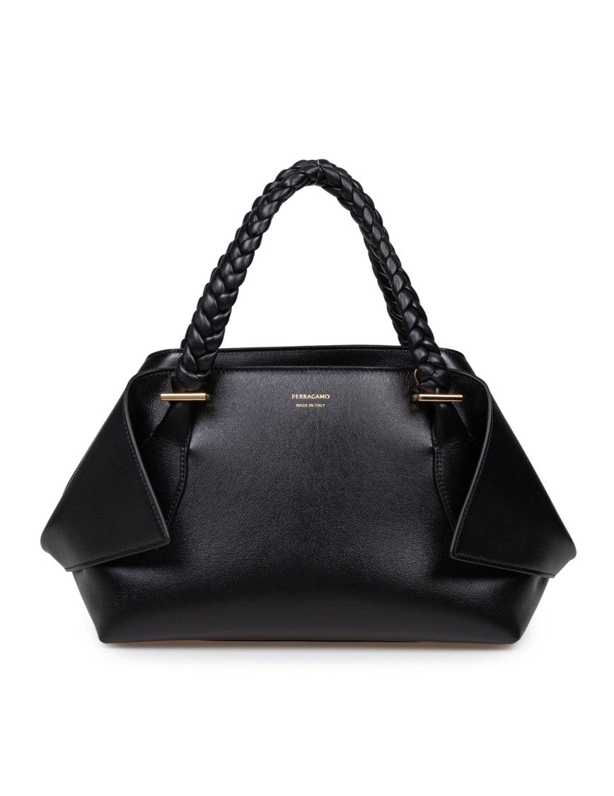 Braided Handles Calfskin Handbag