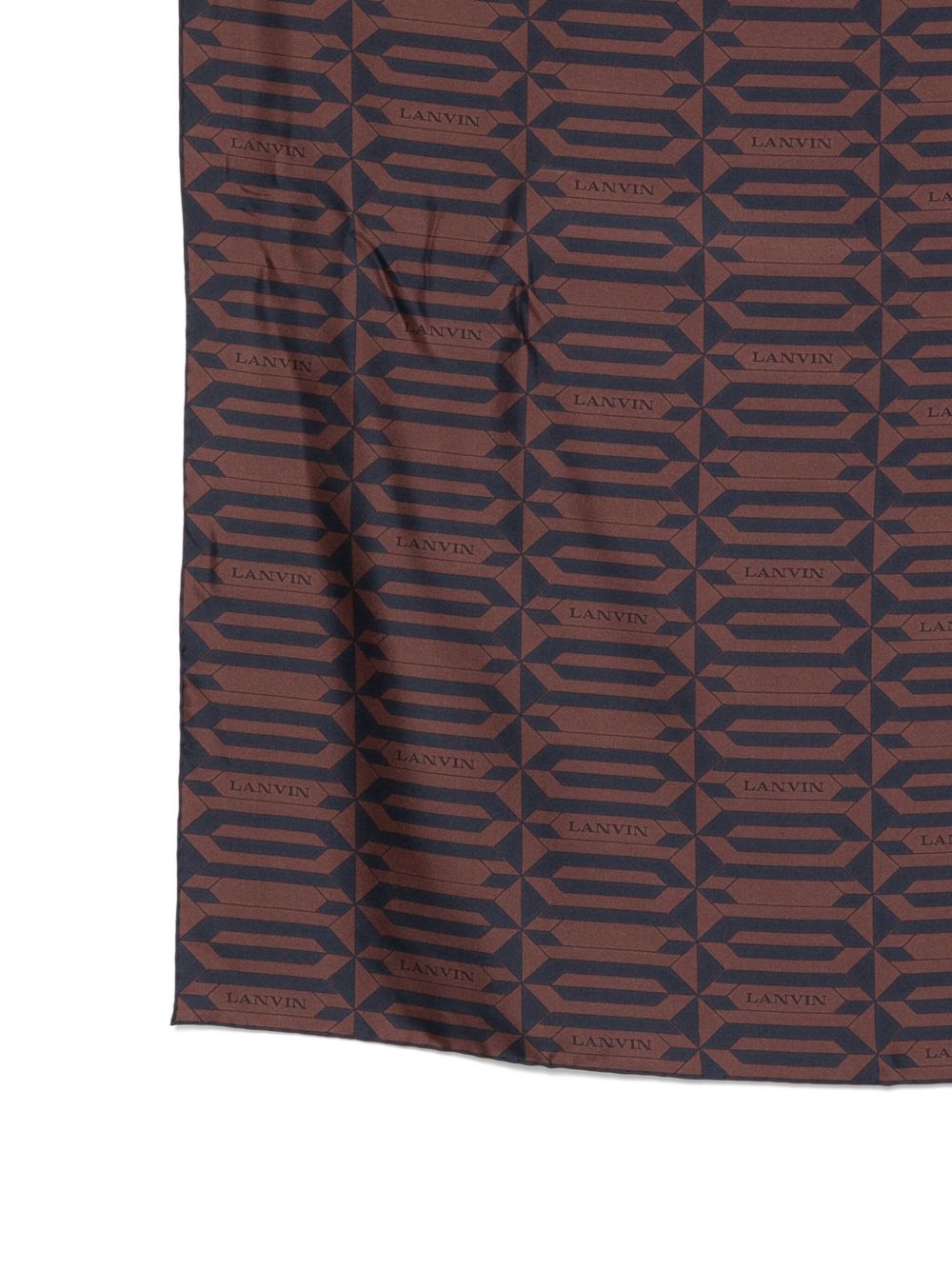 Silk Scarf with Geometric Logo Pattern in Rich Brown