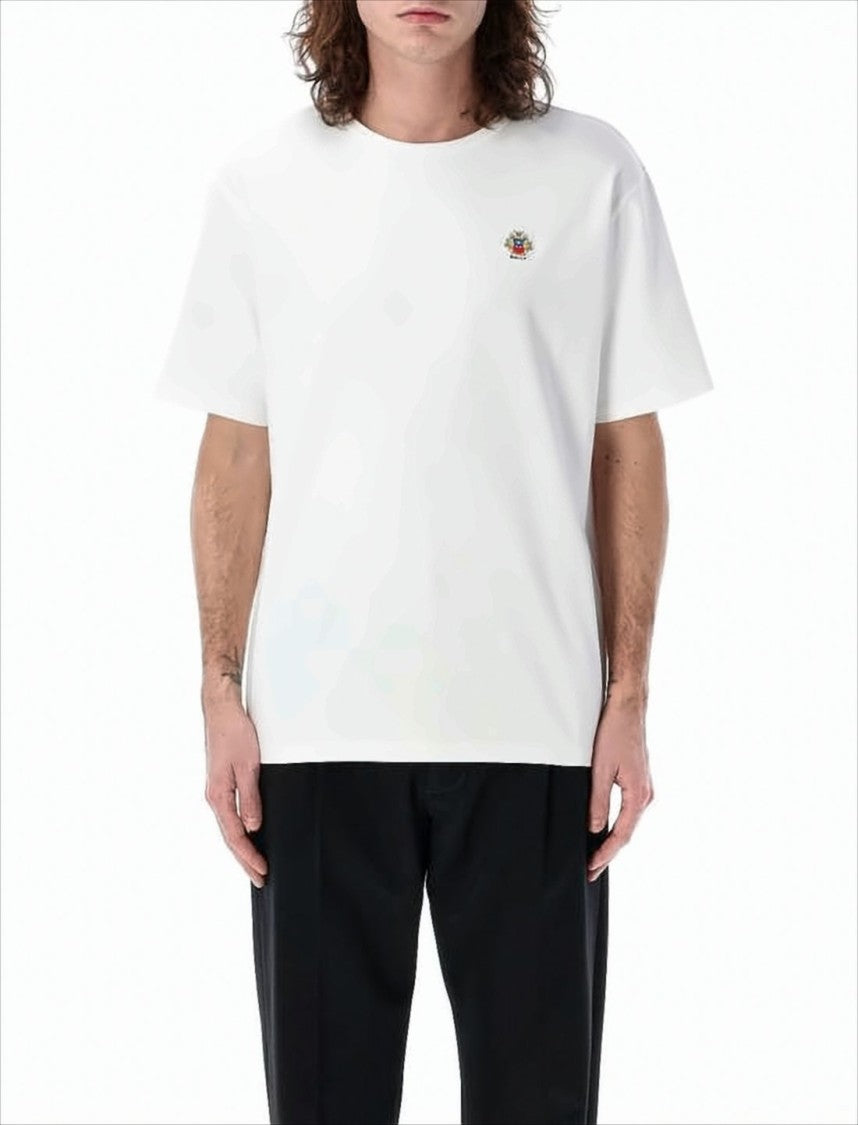 Minimalist White Short-Sleeve T-Shirt with Emblem