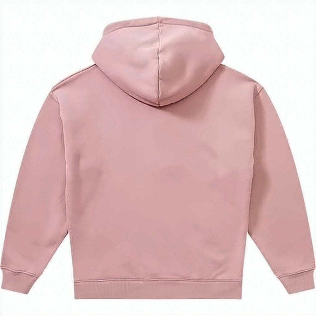 Relaxed-Fit Pink Hoodie With Ribbed Cuffs And Drawstring Hood