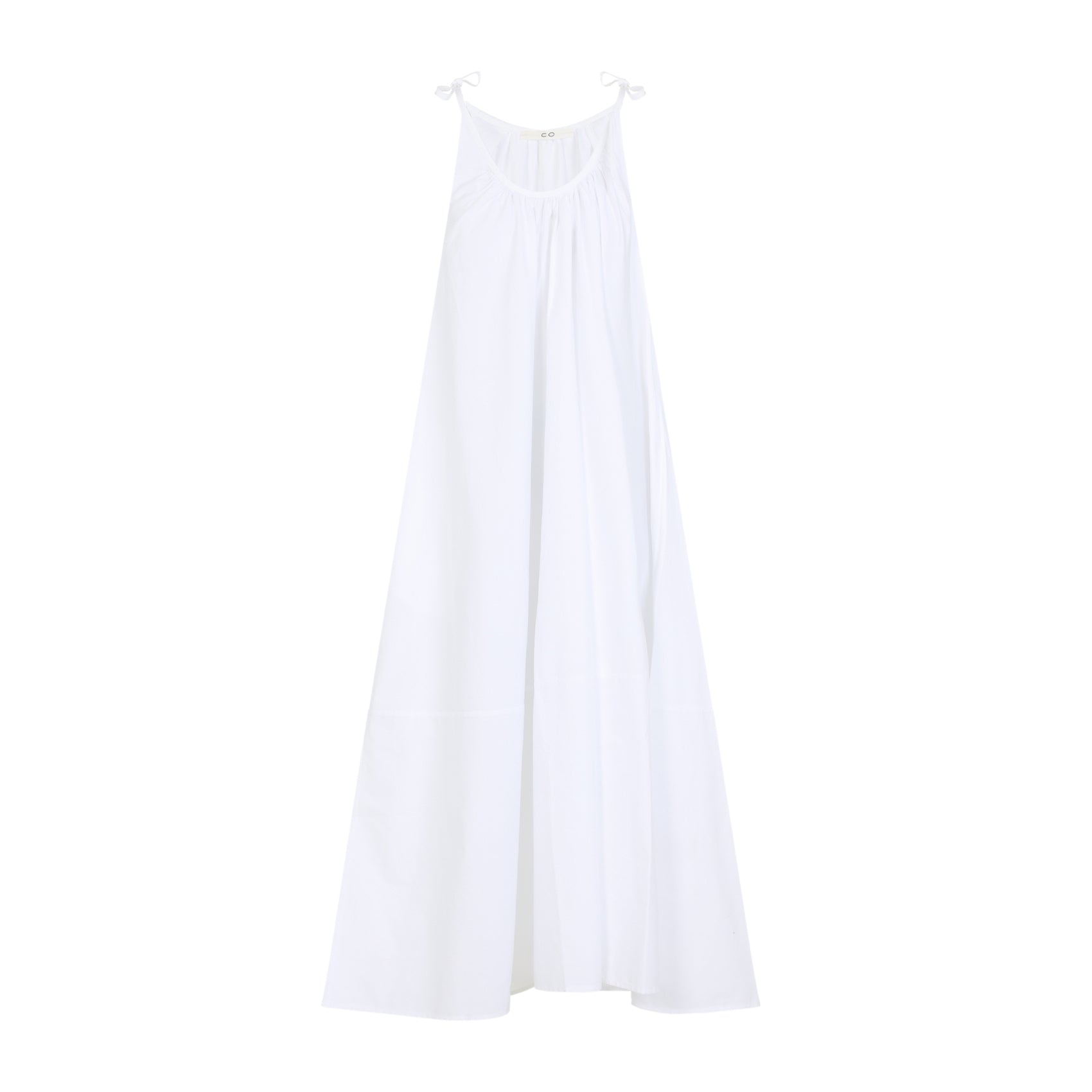 Gathered Neckline Maxi Dress In Breathable Cotton