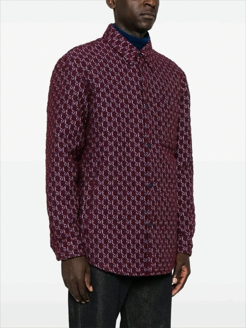 Patterned Burgundy Wool-Blend Shirt