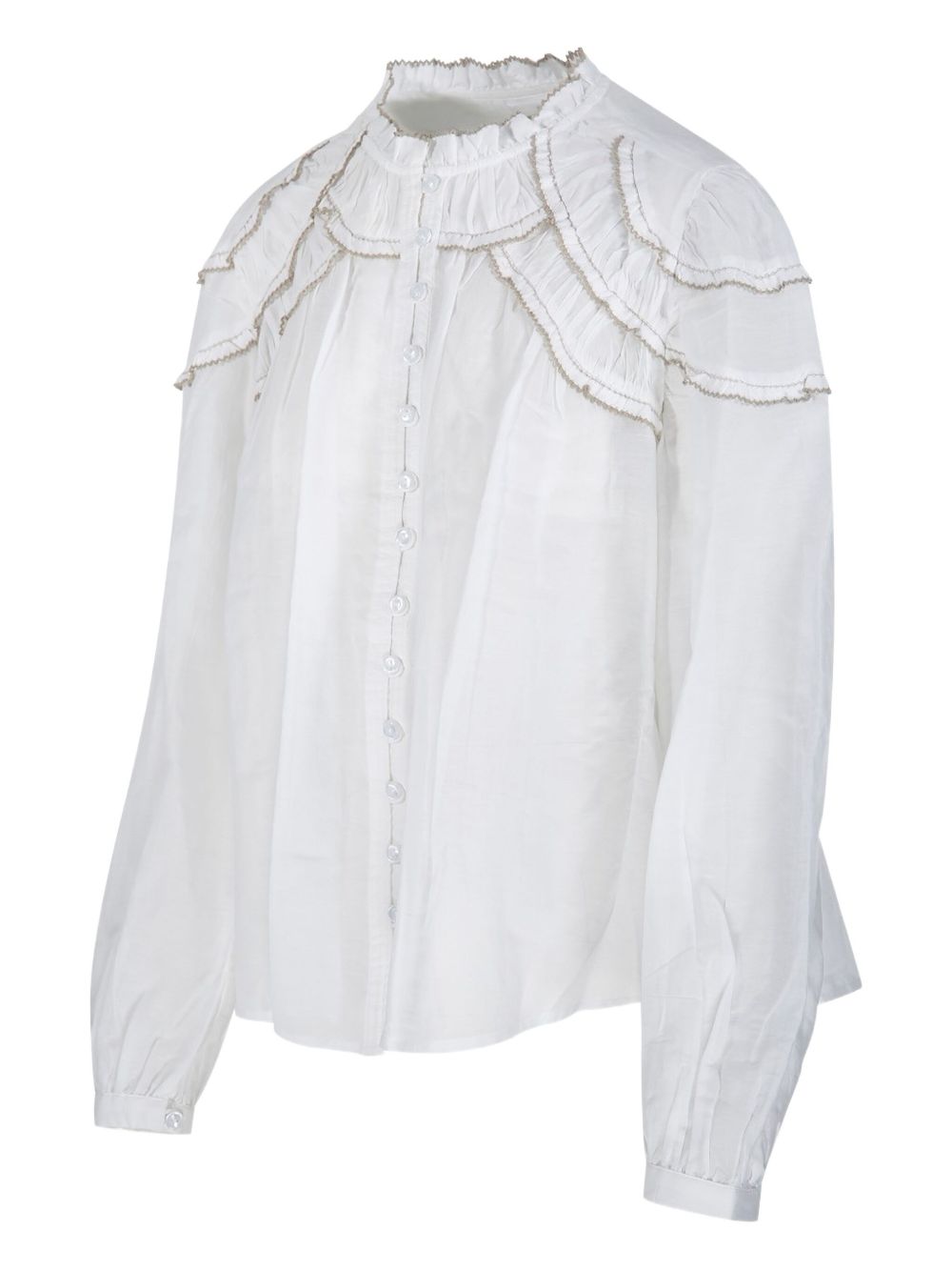 Romantic Blouse with Layered Ruffle Details
