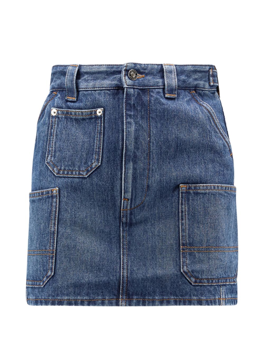 Structured Denim-Look Mini Skirt