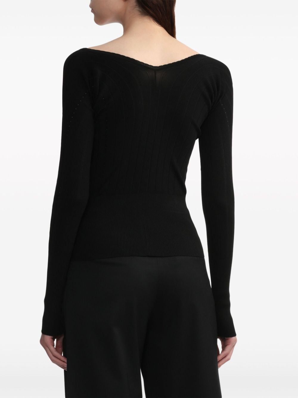 V-Neck Ribbed Knit Sweater