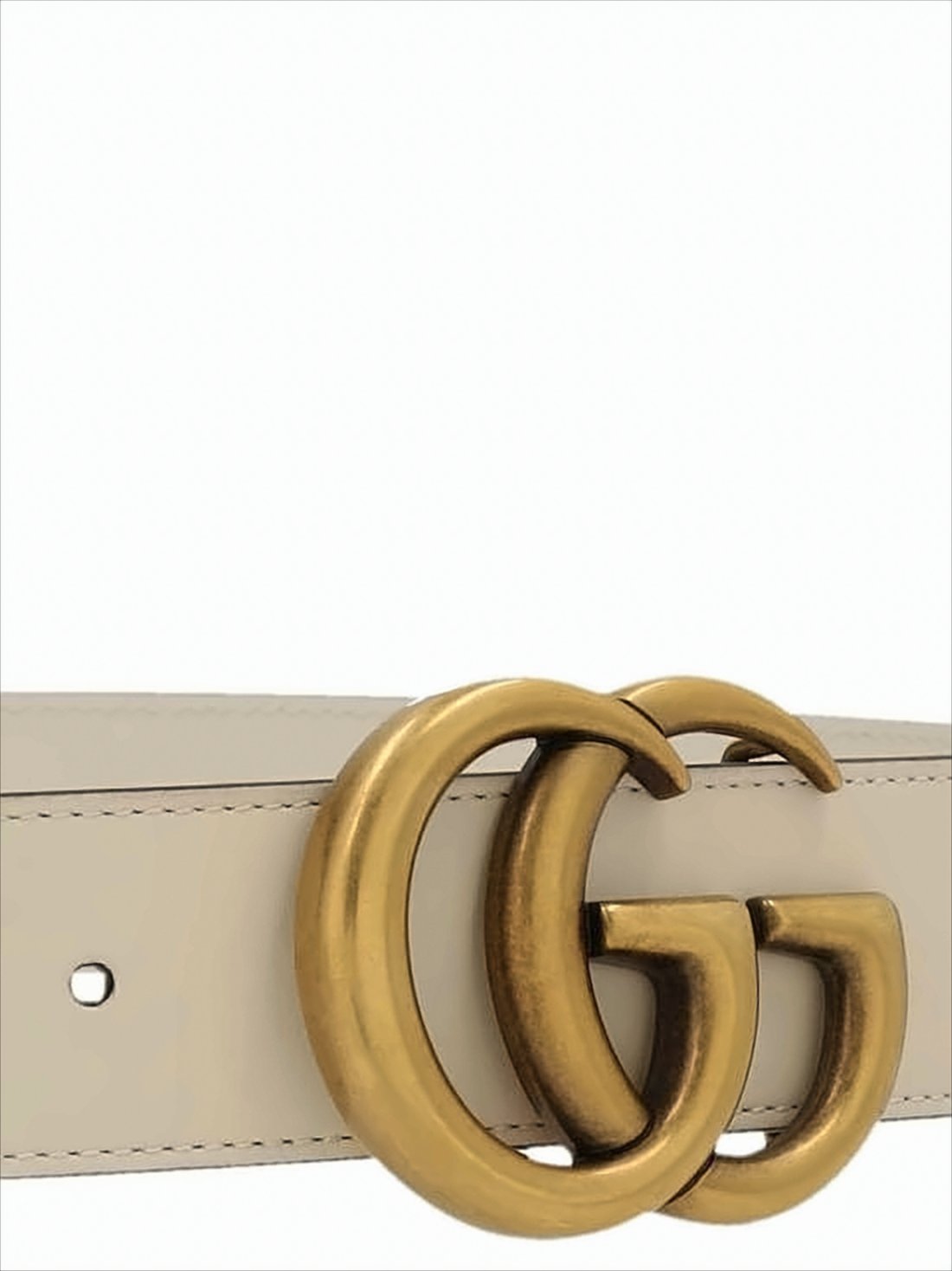 Leather Belt with Vintage Double G Buckle