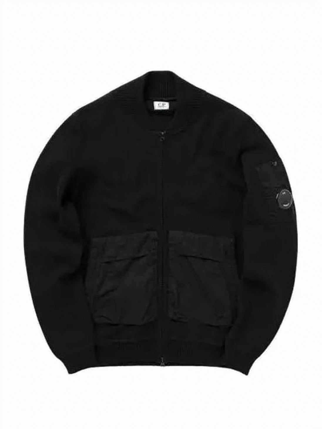 Zip-Up Utility Cardigan With Textured Finish And Distinctive Patch