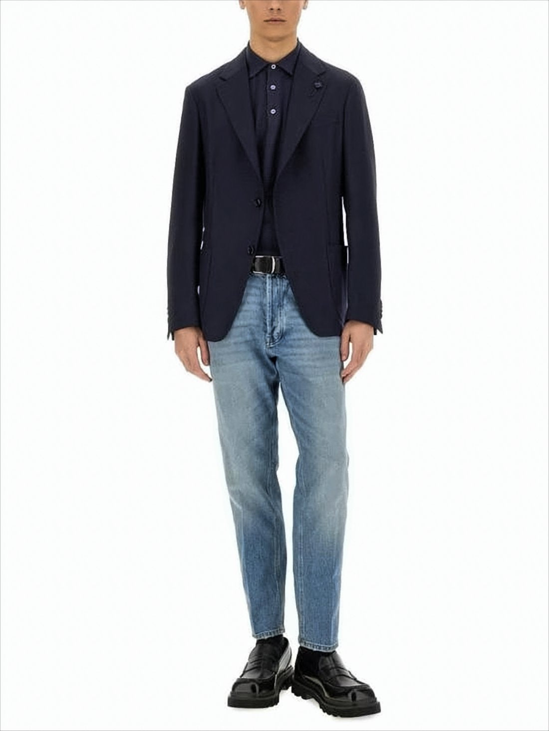 Tailored Blue Wool Jacket with Notch Lapels