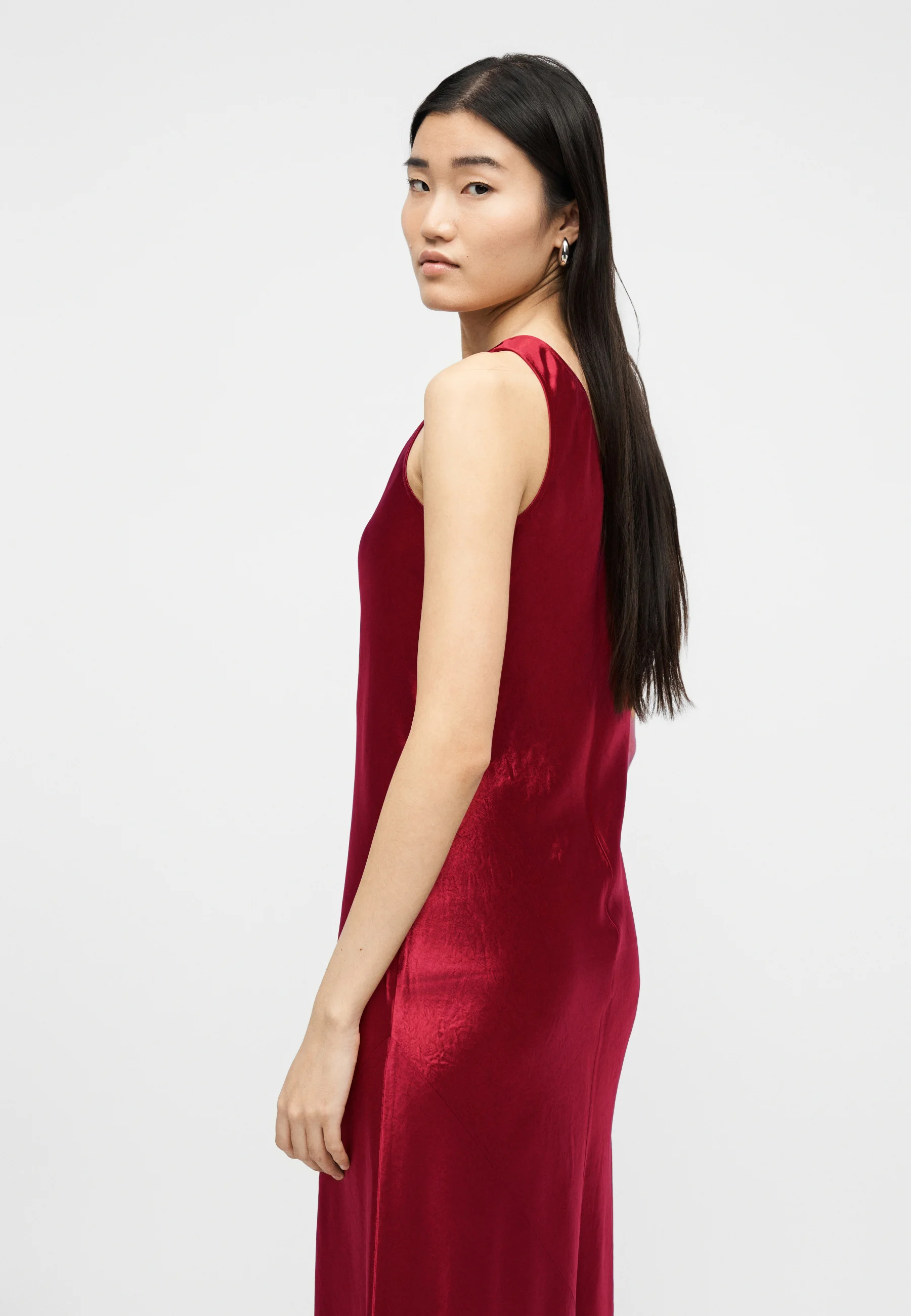 Red Acetate Evening Gown