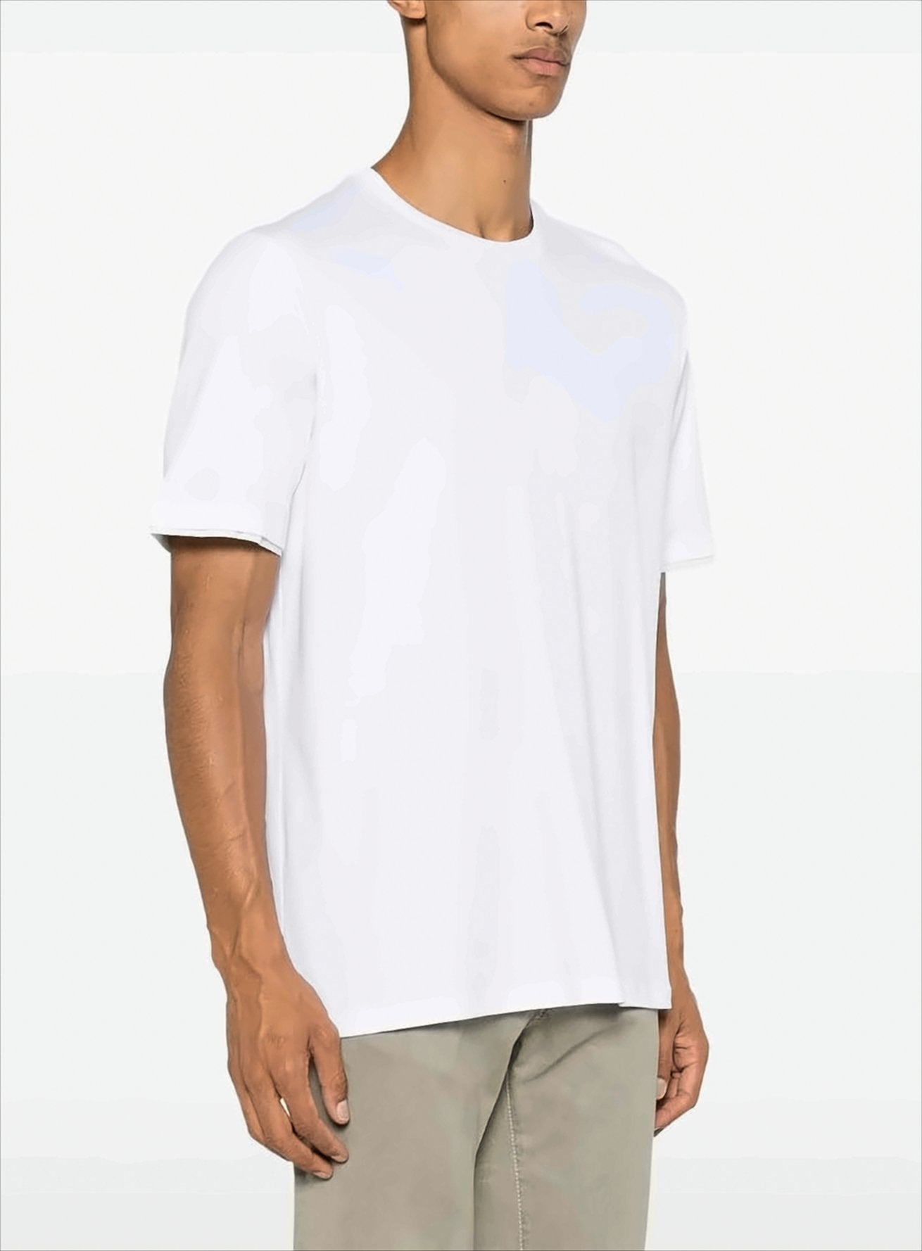 Plain White Crewneck T-Shirt With Logo Detail