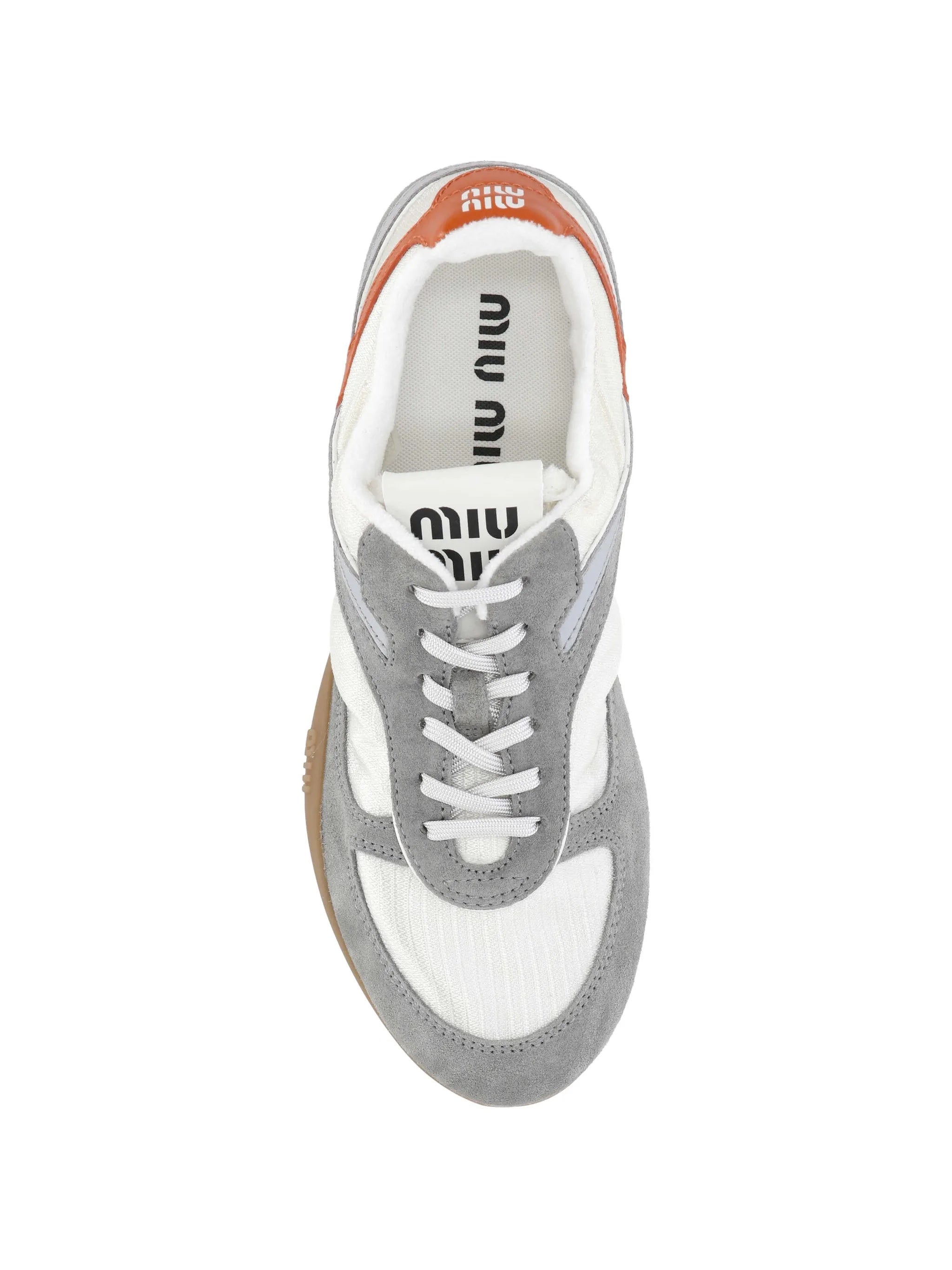 White/Grey Low-Profile Bold Orange Accents Sneakers