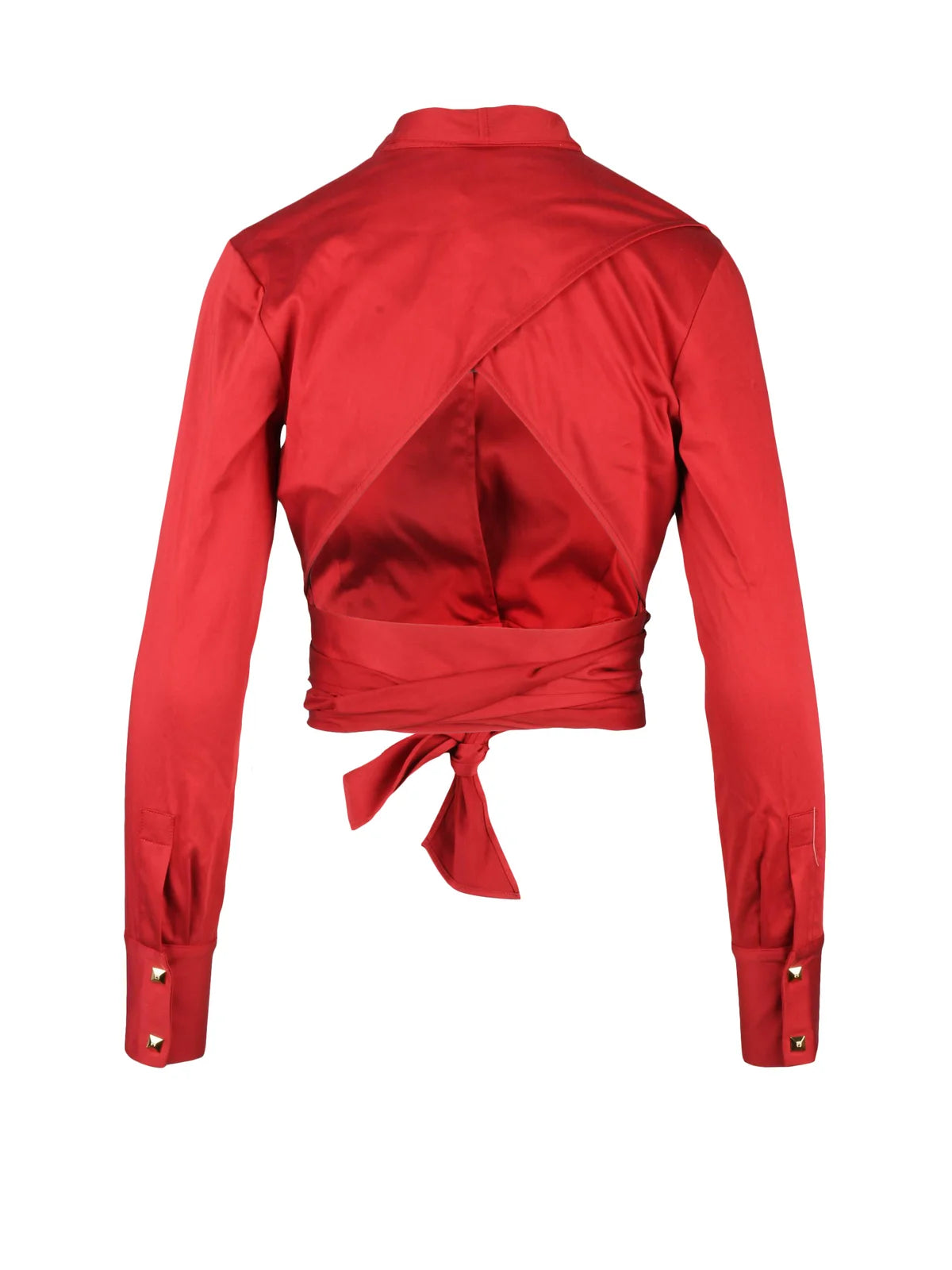 Red Lycra Elastane Cropped Shirt with Sash