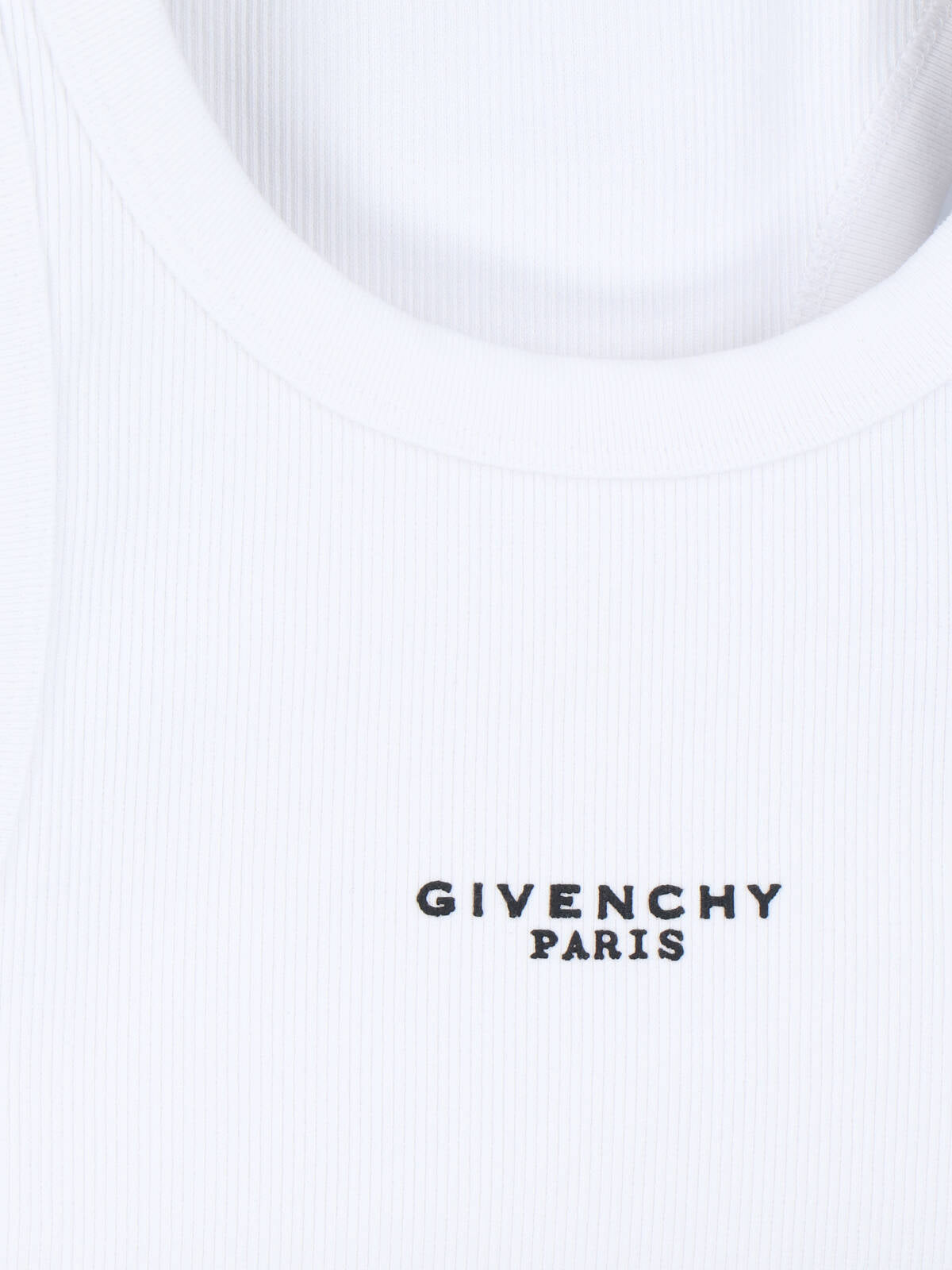 White Ribbed Stretch Cotton Tank Top