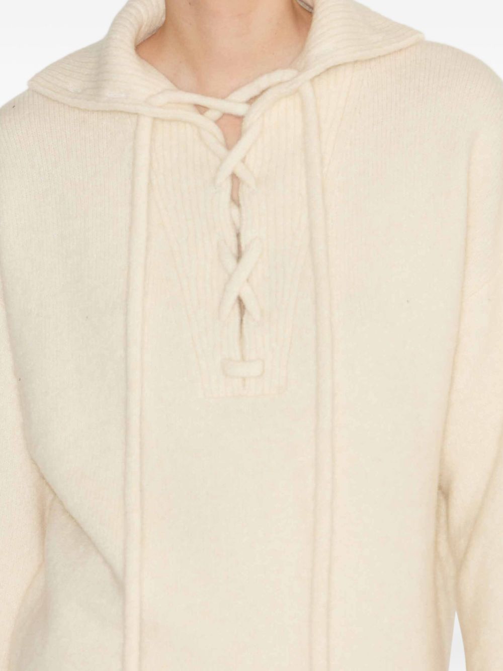 Lace-Up Front Phylia Hoodie With Ribbed Detailing