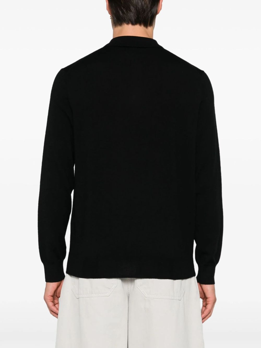 Sweter polo z długim rękawem z czesanej wełny