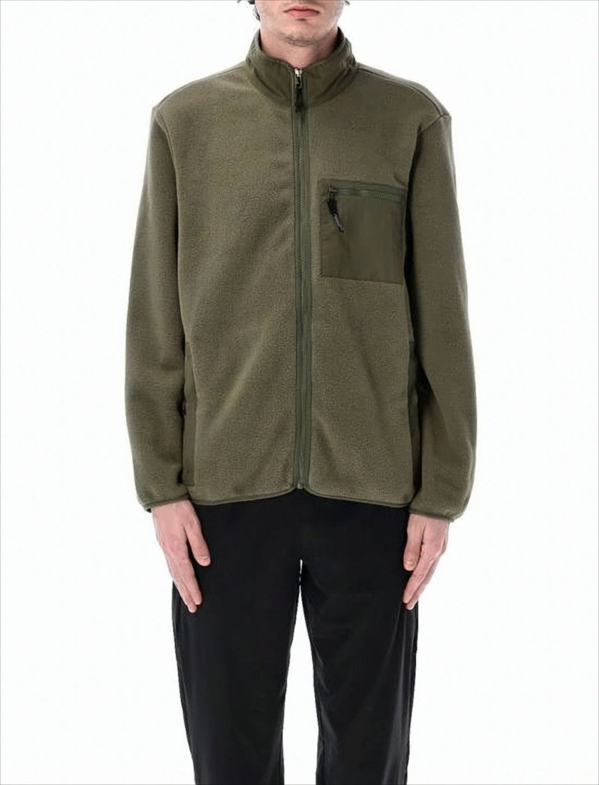 Textured Fleece Jacket with Smooth Fabric Chest Pocket