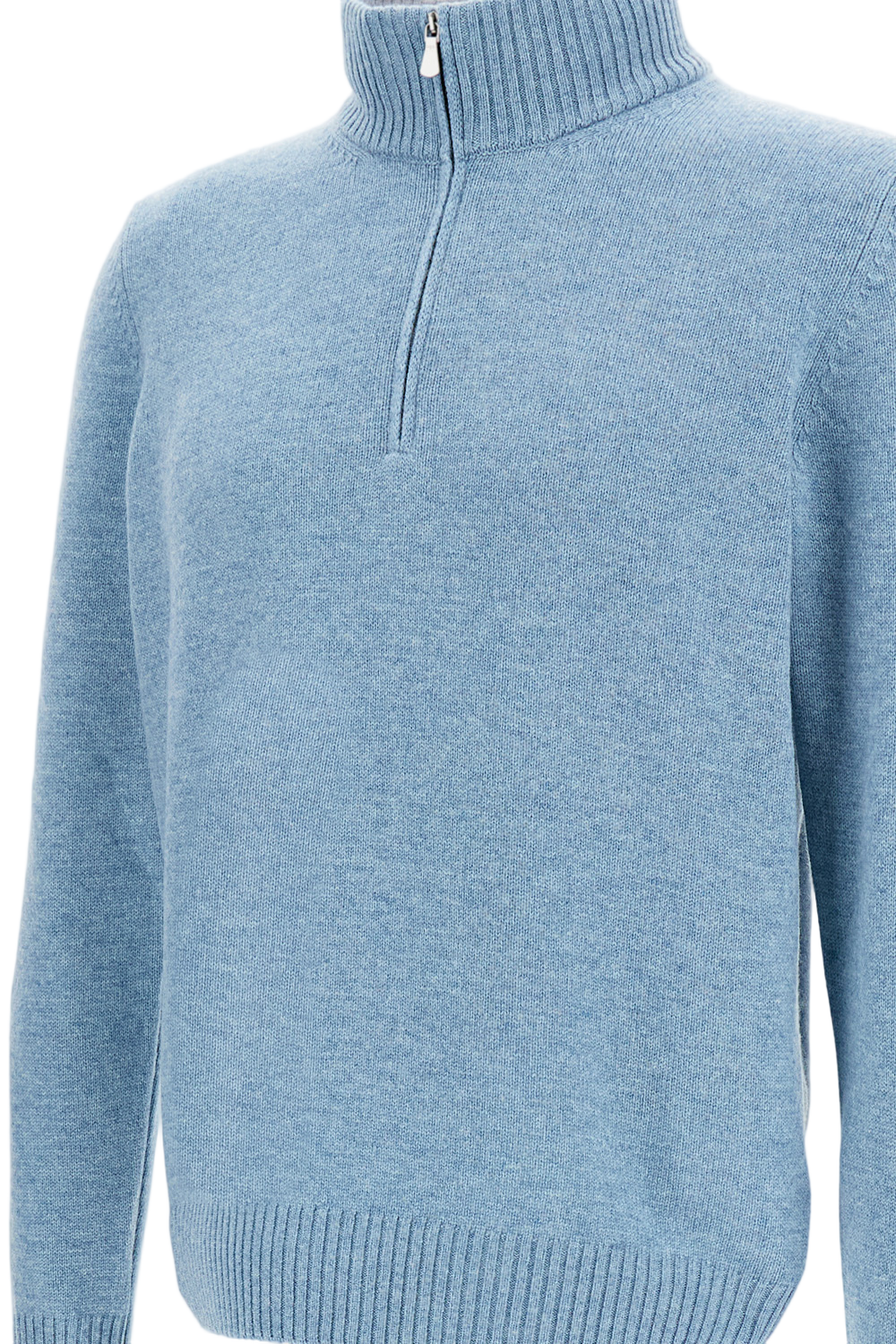 Smooth Fine-Knit Clear Blue Sweater