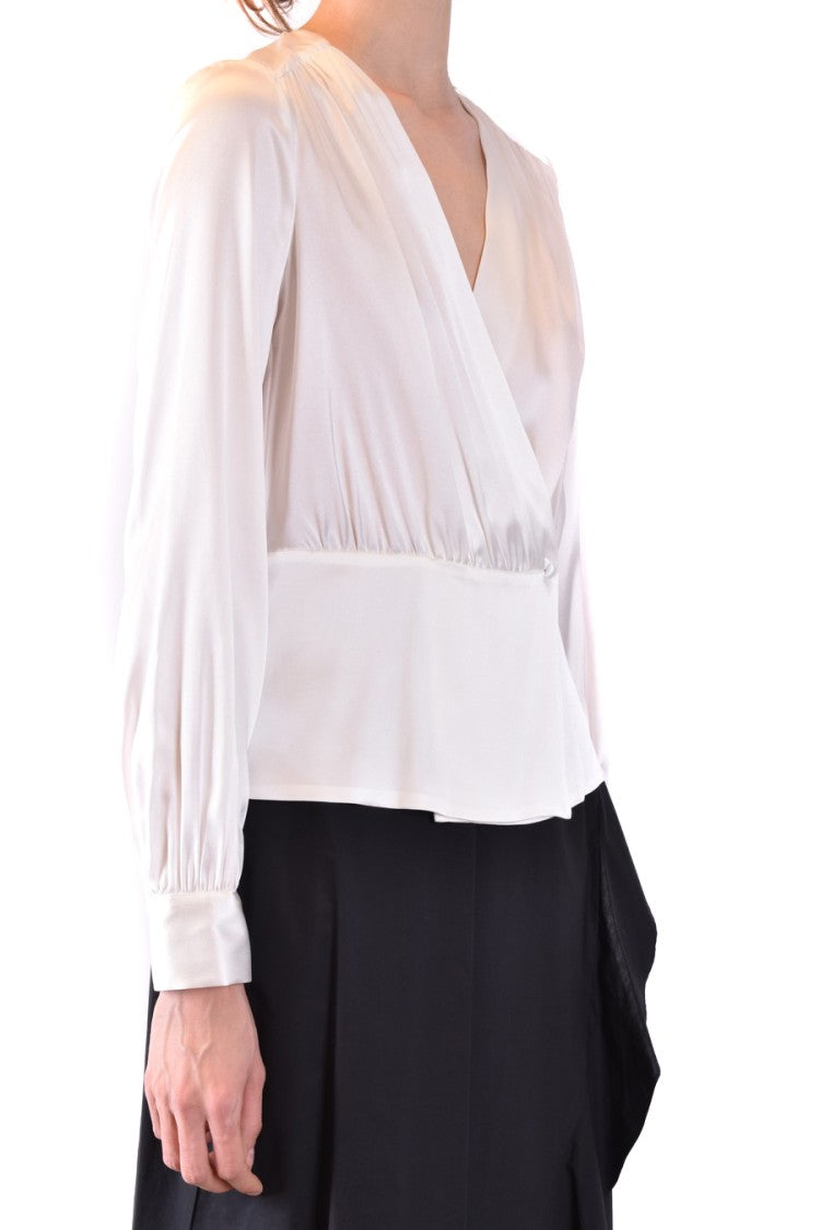 Silk Blend Blouse With Wrap-Style Front