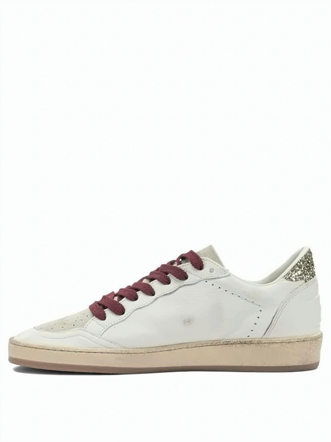 Distressed White Leather Low-Top Sneakers