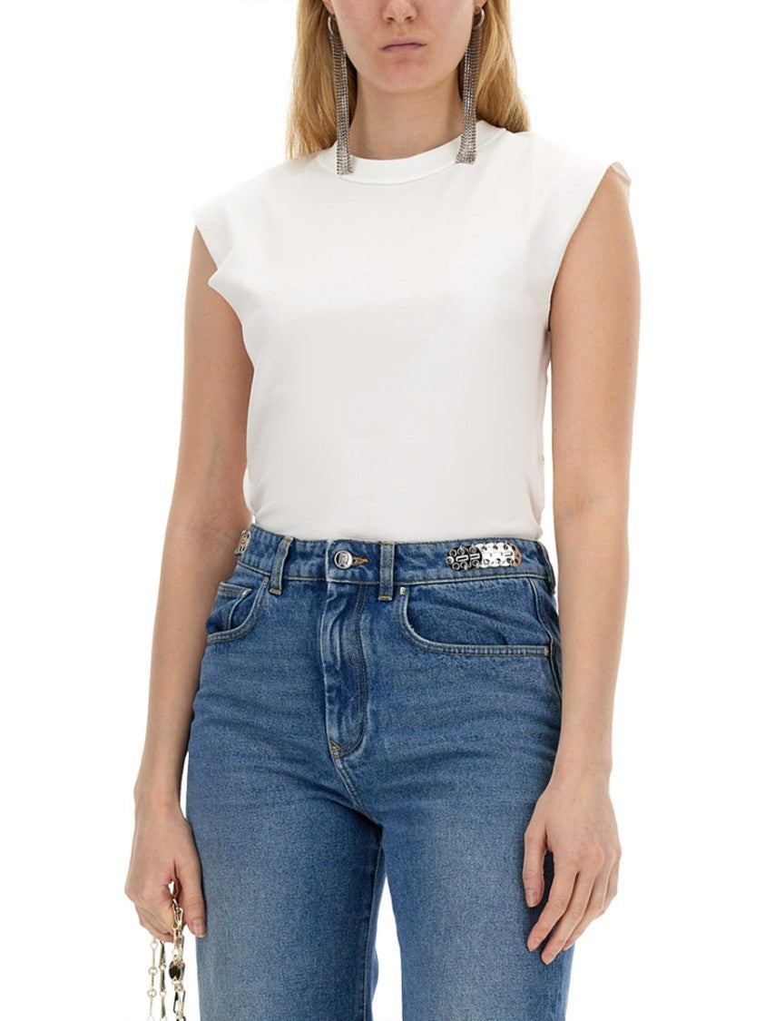 Fitted Cotton T-Shirt With Structured Sleeves