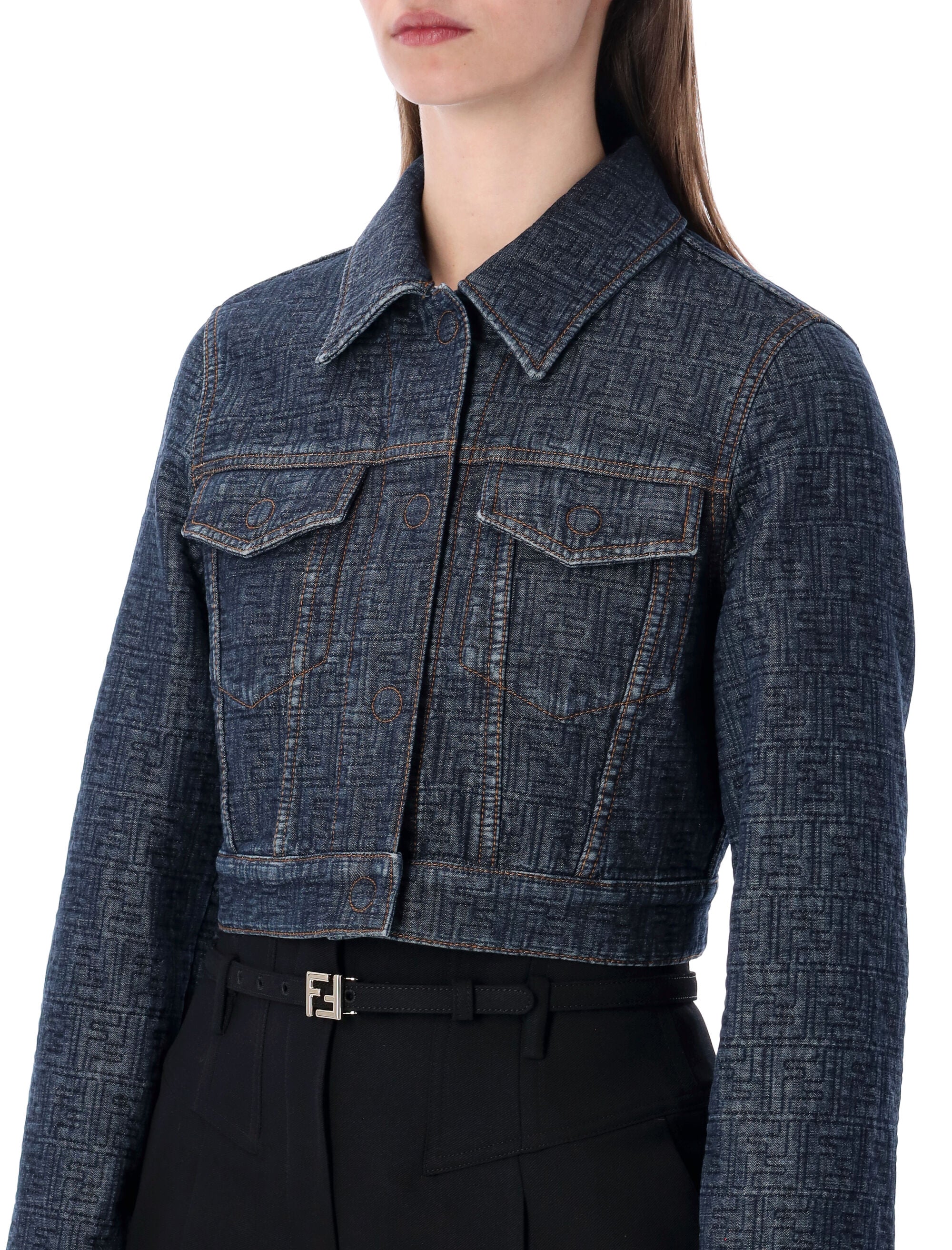 Cropped Padded Denim Jacket
