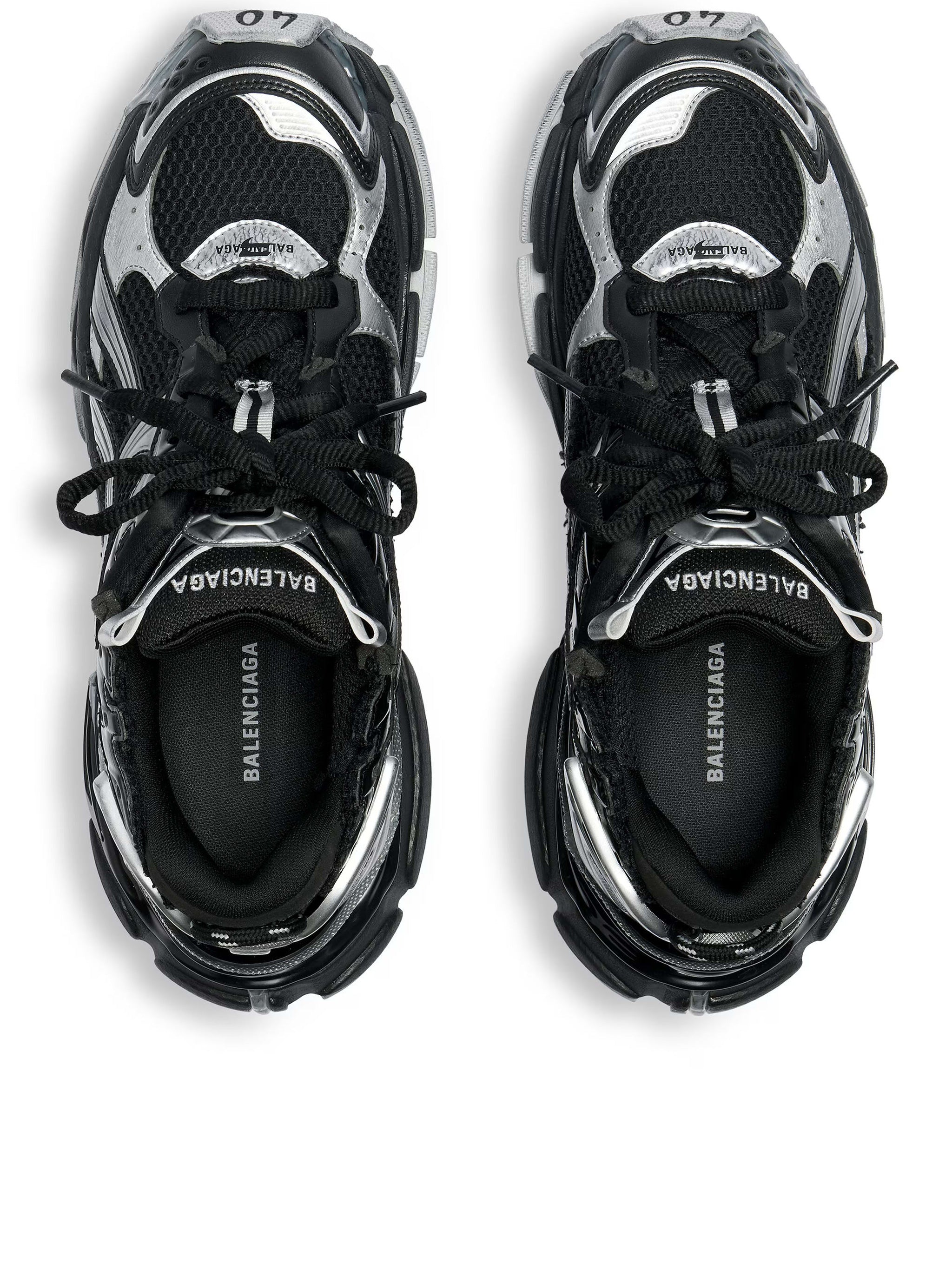 Black/Silver Runner Mesh Chunky Sneakers