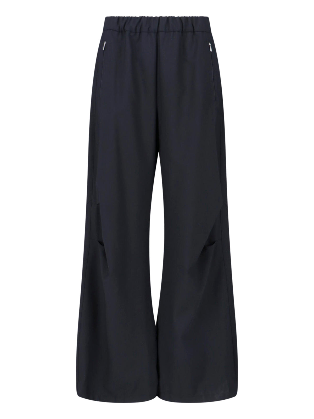 Black Wide-Leg Wool Blend Laminar Trousers