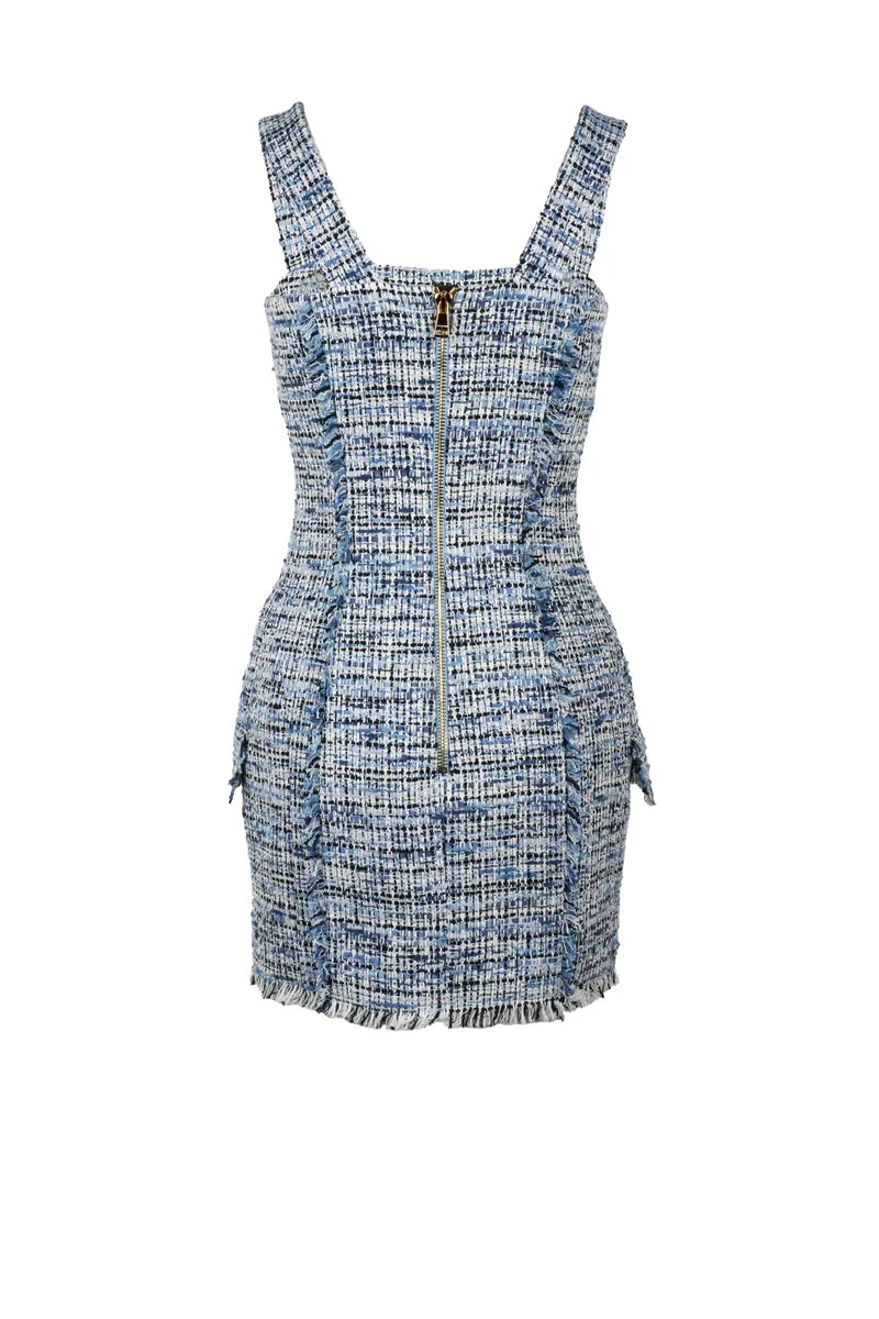 Short Bouclé Dress - Blue
