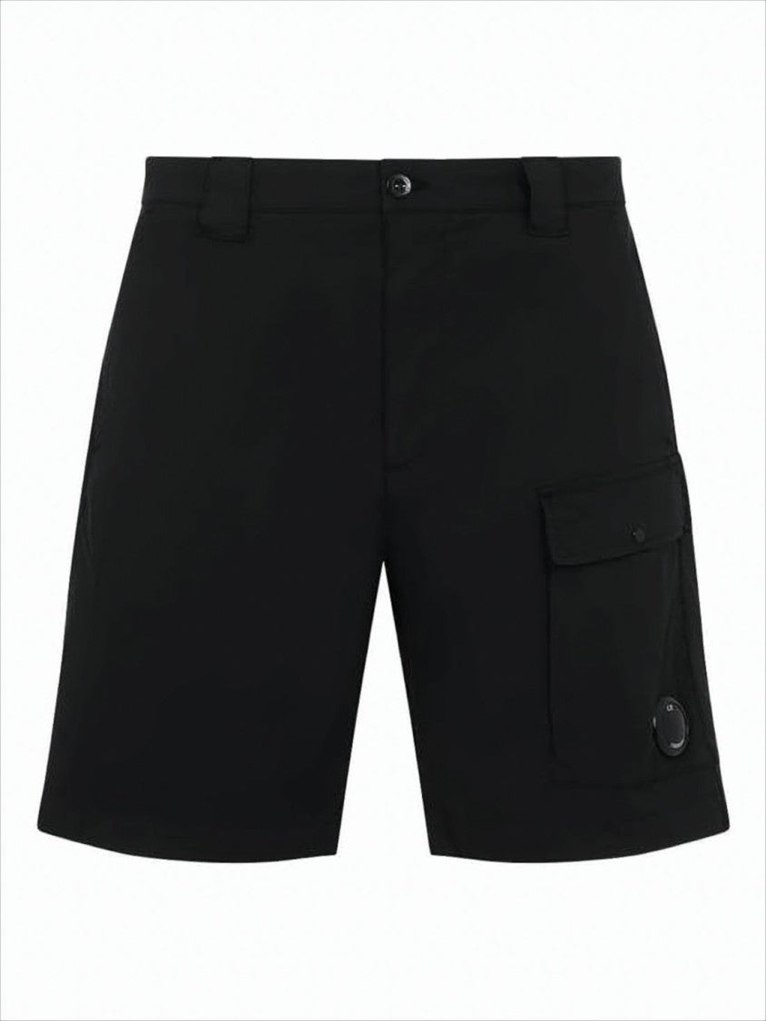 Tailored Black Shorts with Circular Lens Detail