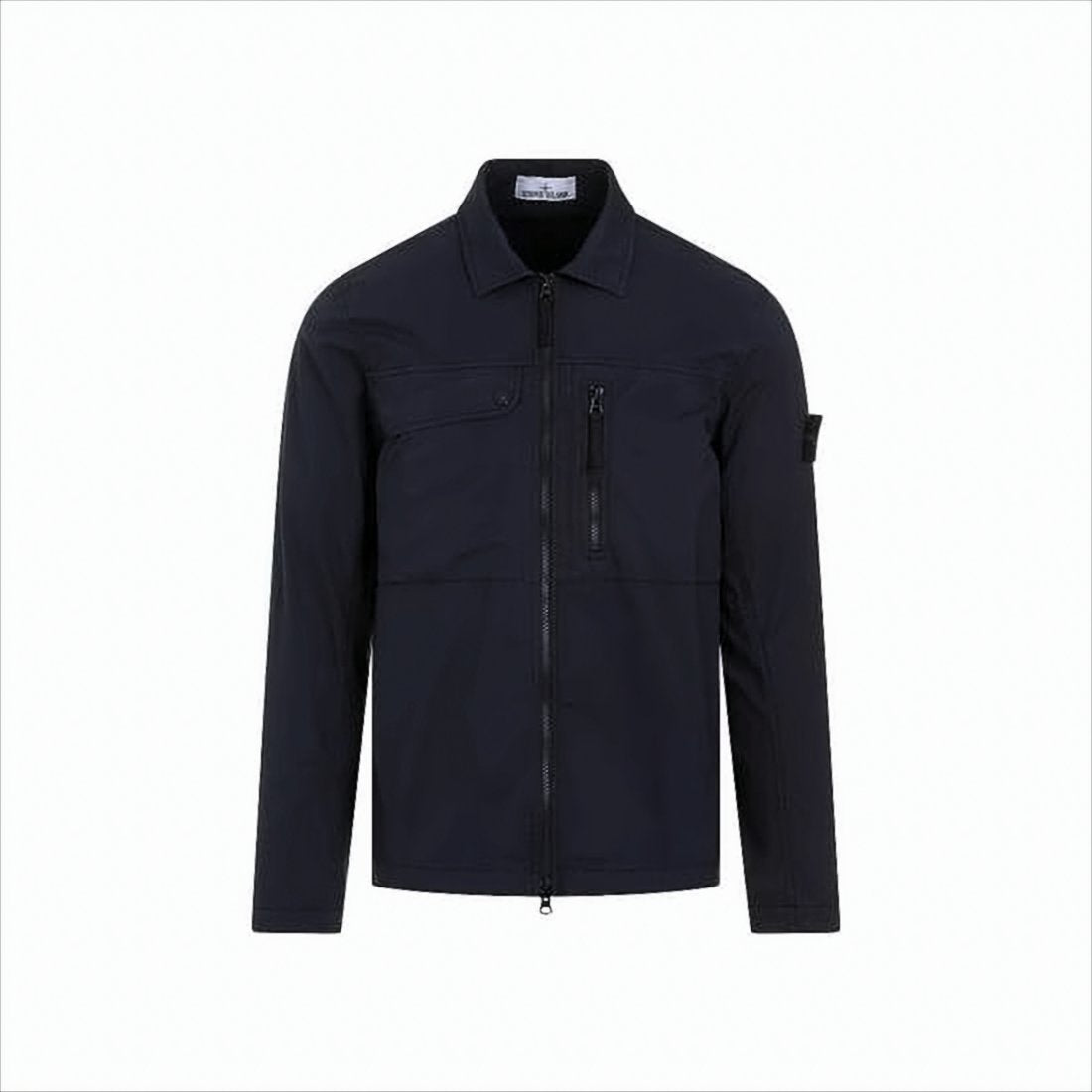 Structured Blue Jacket With Front Zipper Closure