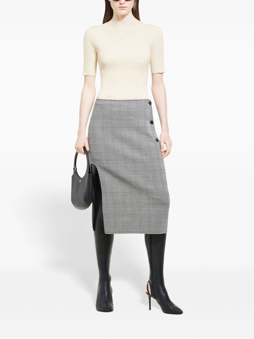 Knitted Off-White Cotton-Merino Wool Sweater