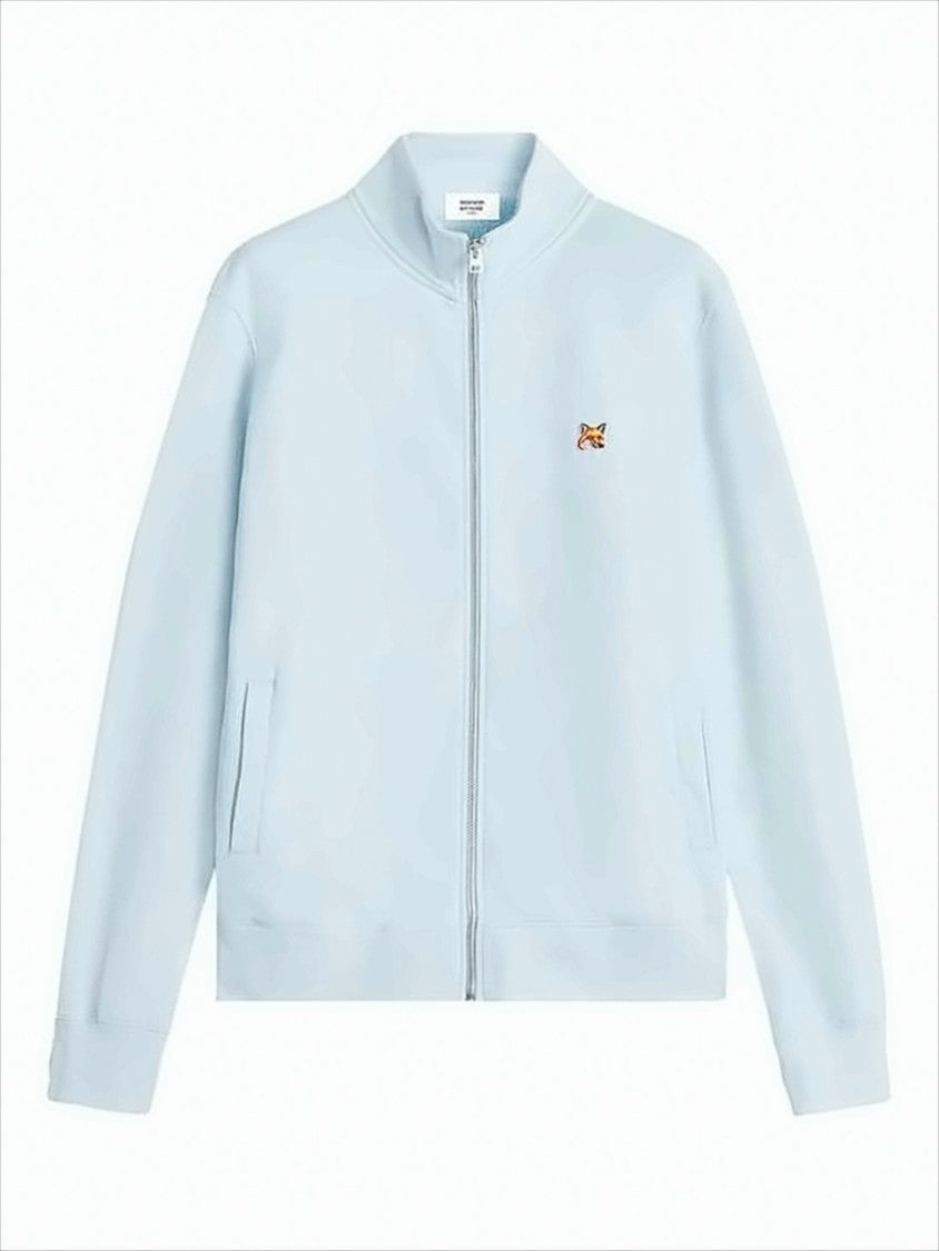 Light Blue High-Collar Sweatshirt With Embroidered Fox Logo