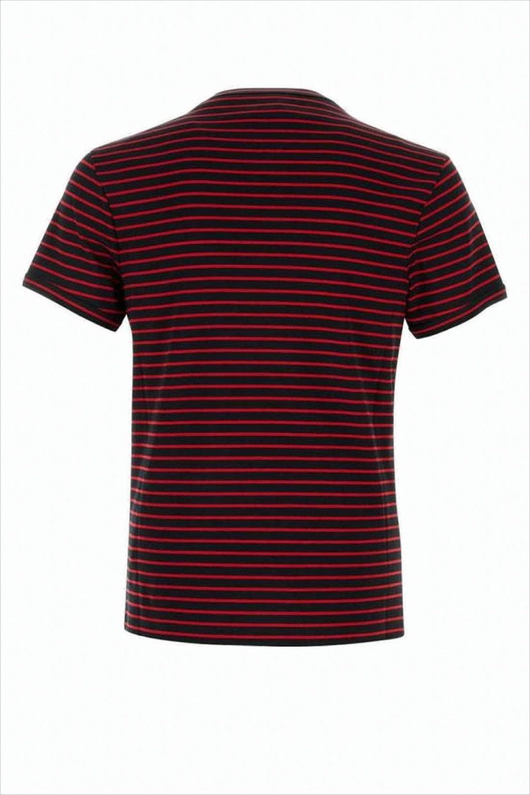 Short-Sleeved Striped T-Shirt with Triangular Logo Detail