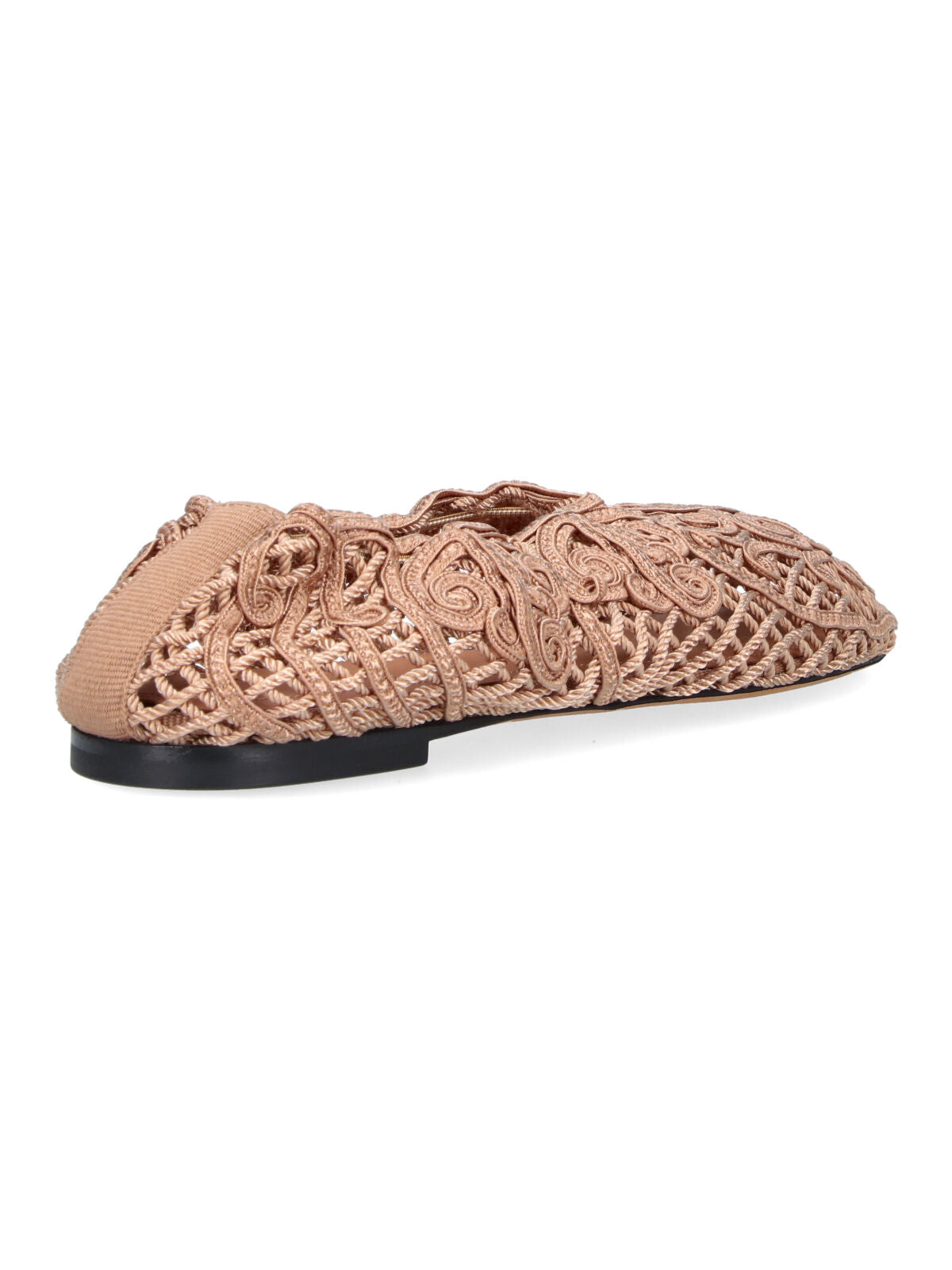 Neutral Pointed Toe Woven Lattice Flats