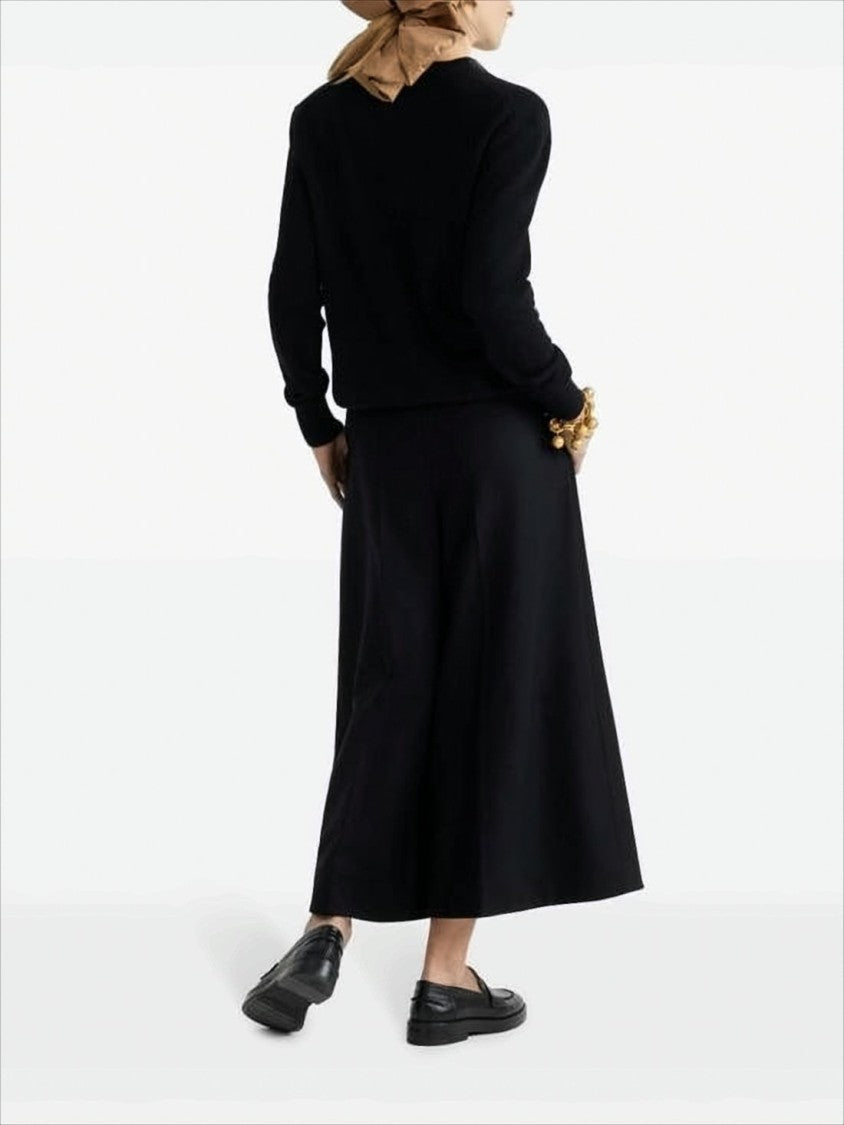 Relaxed Black V-Neck Cardigan with Contrasting Chest Patch