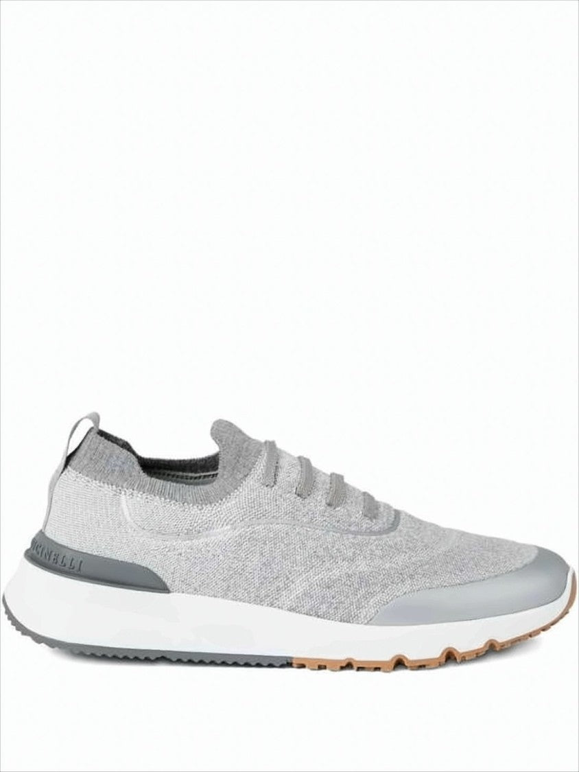Knitted Low-Profile Sneakers With Tonal Laces And Cushioned Midsole