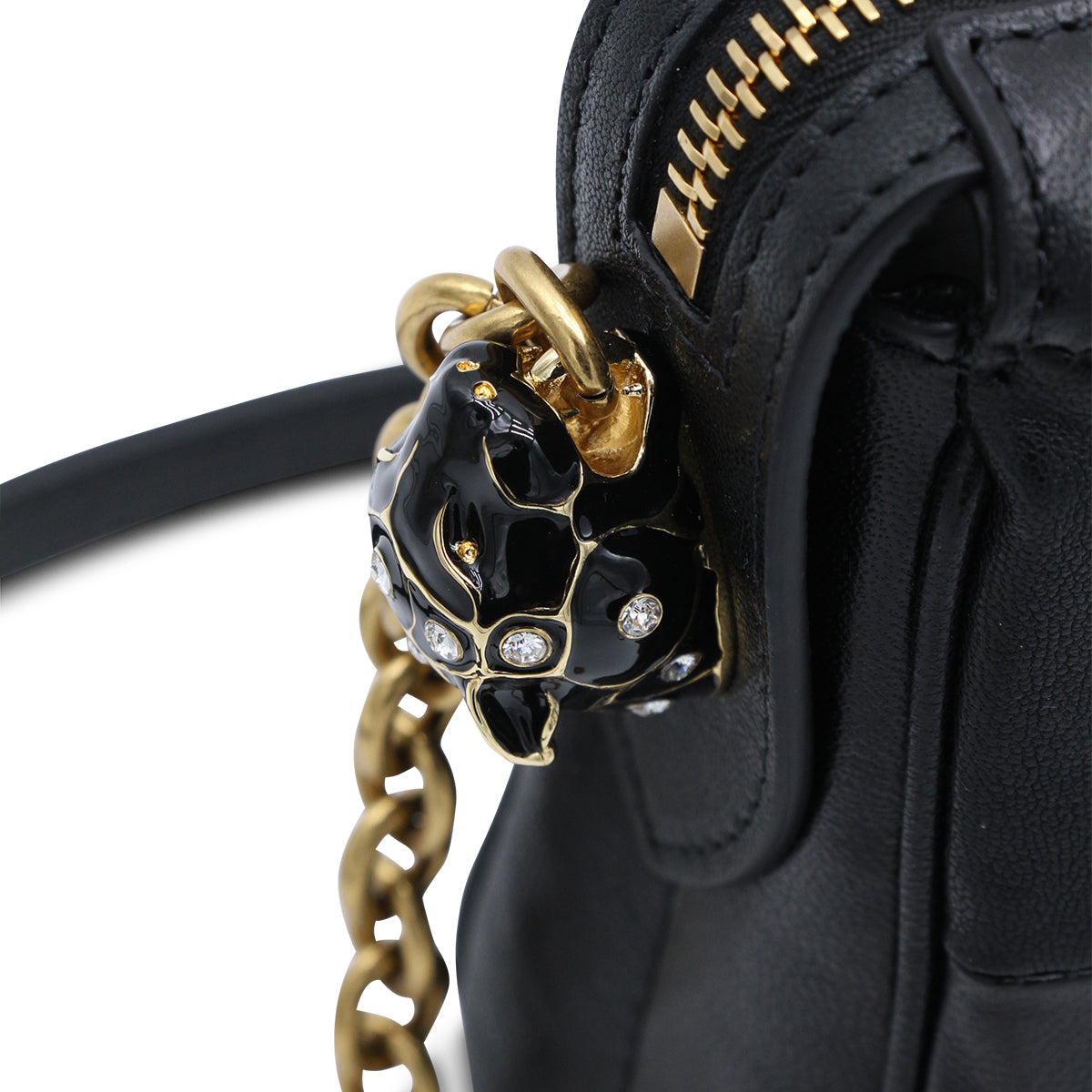 Chevron Quilted Black Leather Handbag