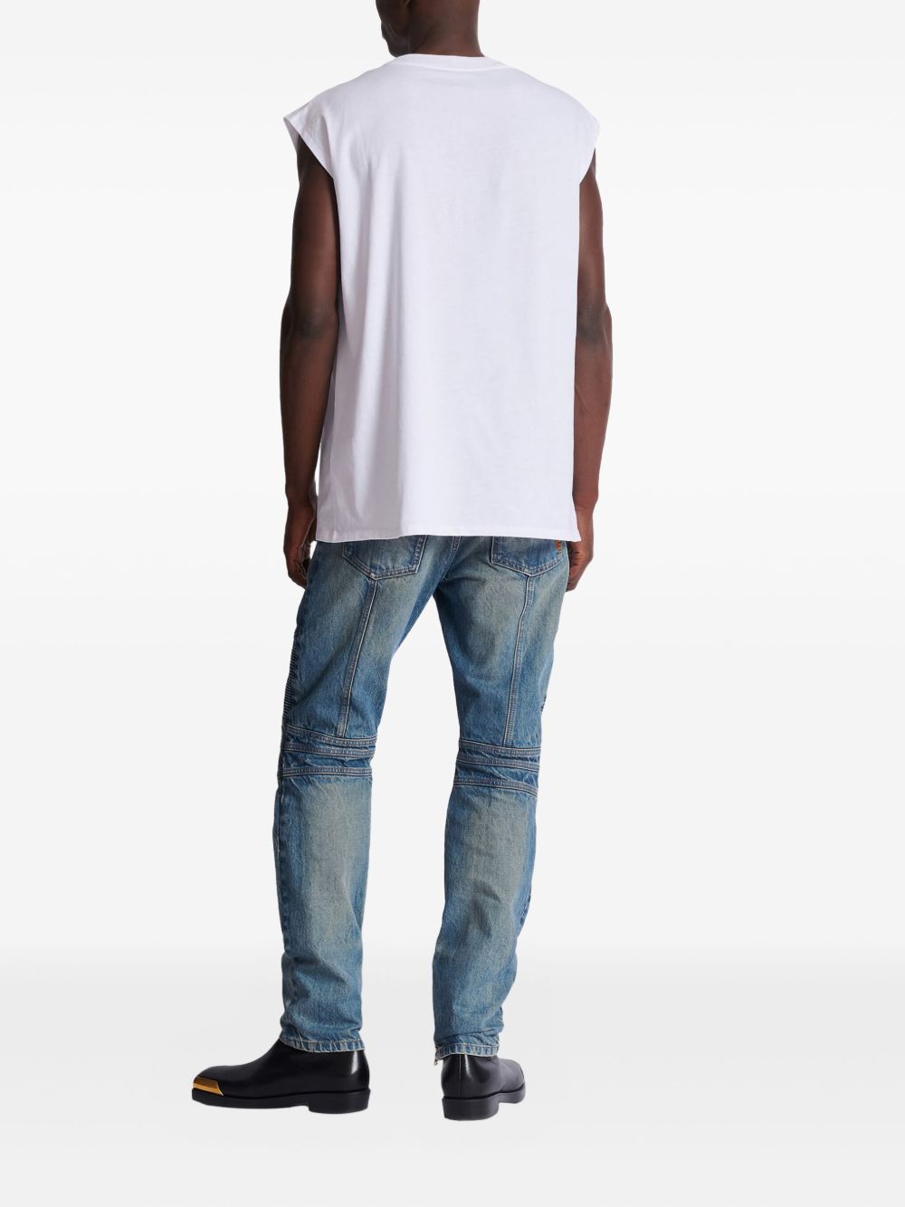 Sleeveless Silk and Nylon T-Shirt