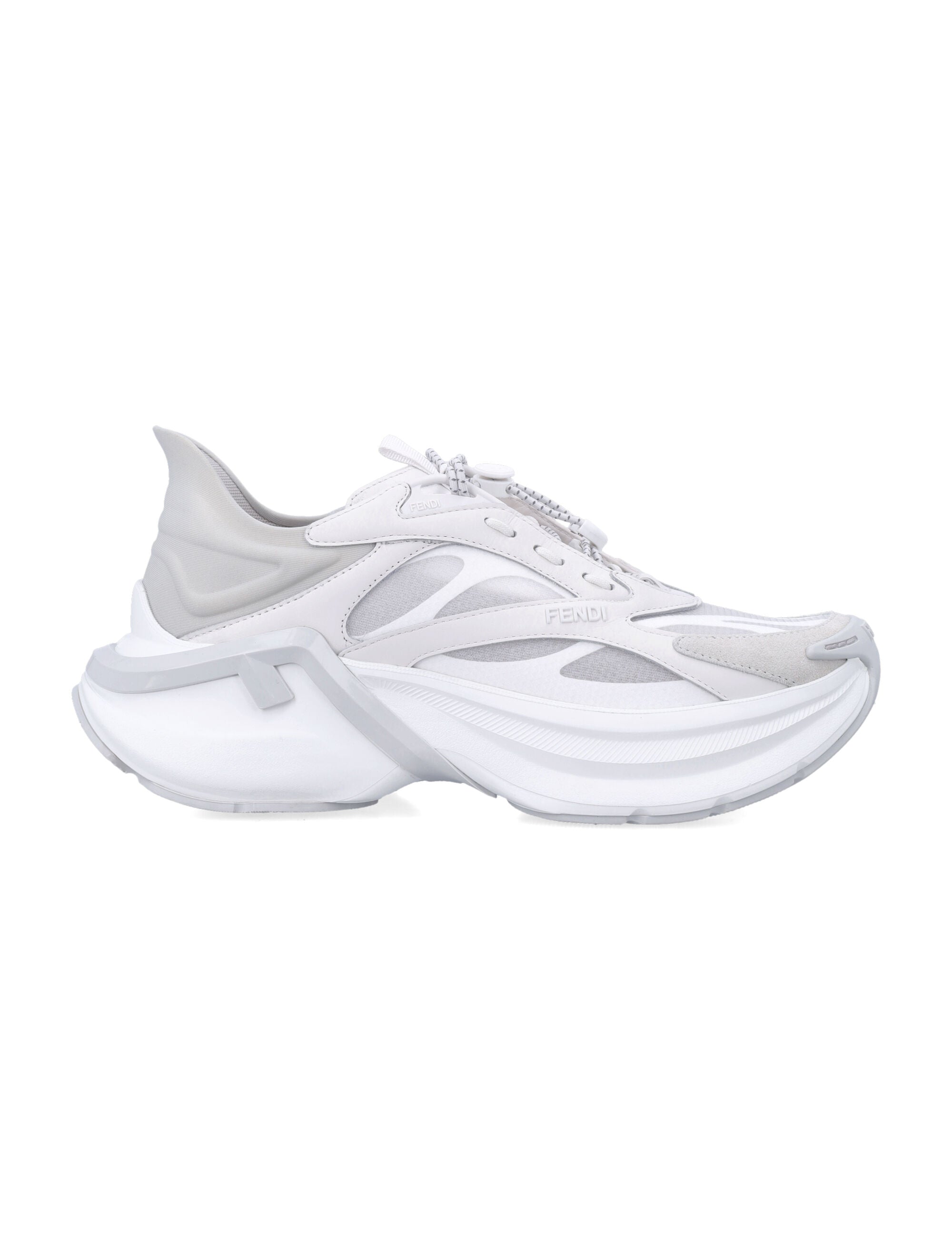 F-Light White Leather And Mesh Woman'S Sneakers