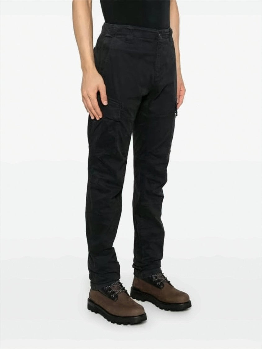 Straight Fit Pants With Cargo-Style Pockets And Matte Finish
