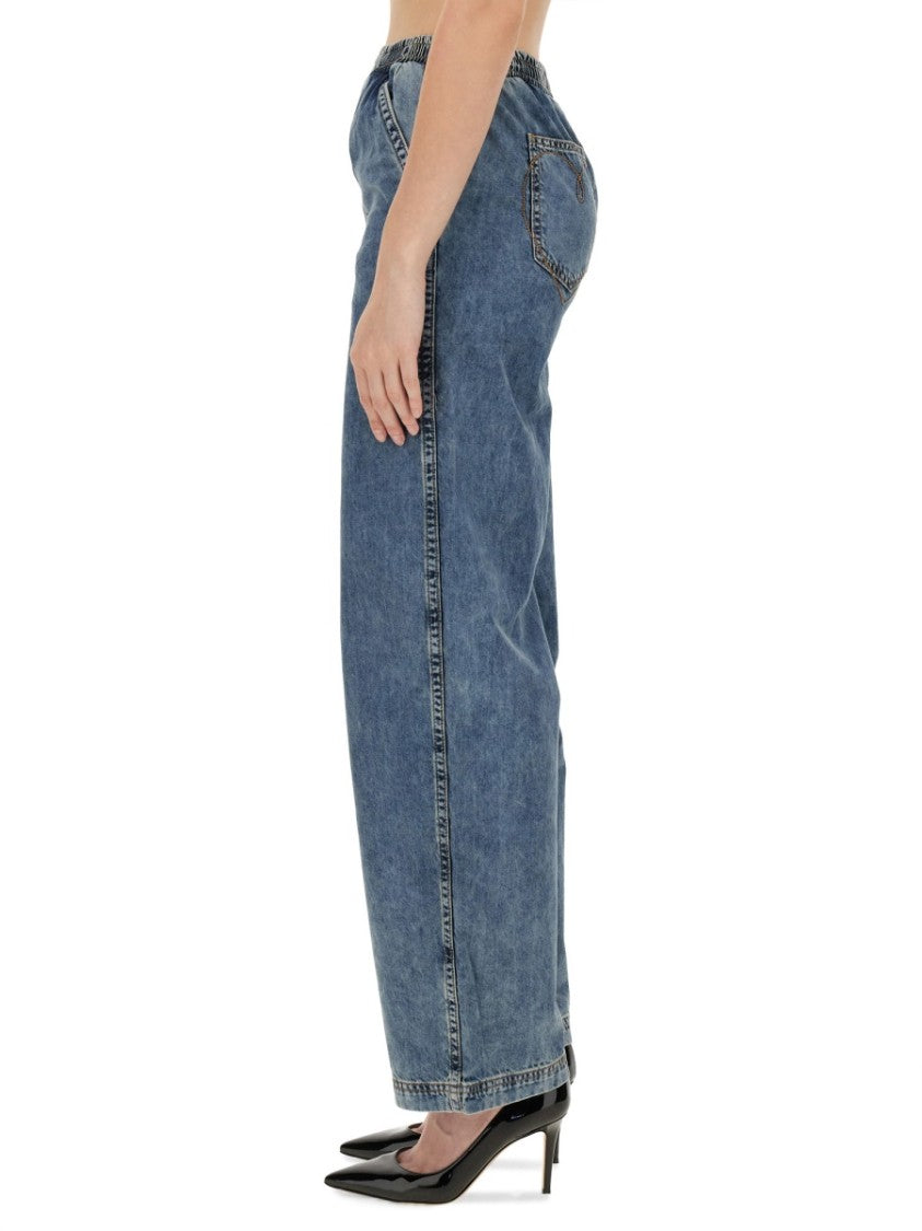 Wide-Leg Denim Trousers With High Waist